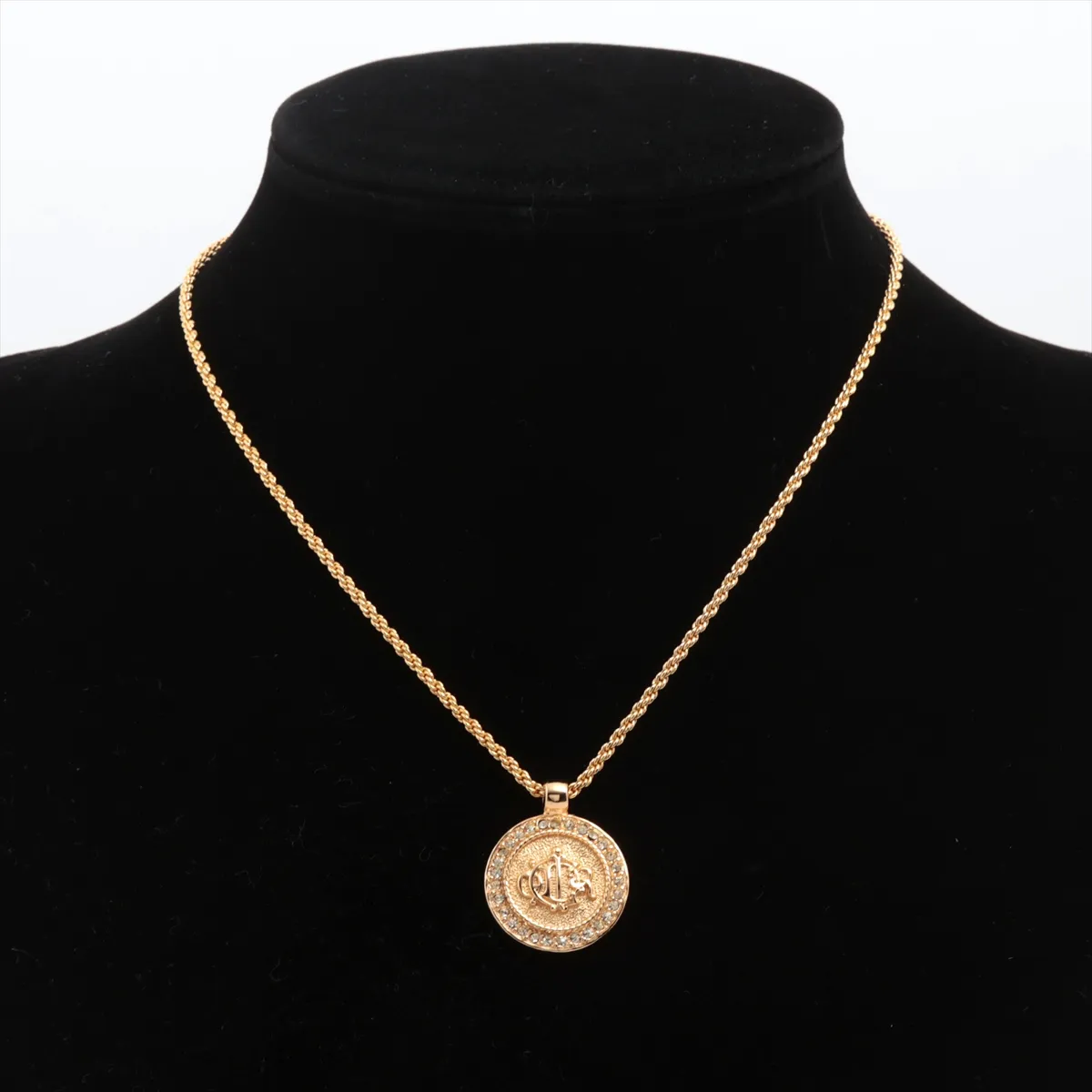 logo necklace, GP x rhinestone, gold, — view 5