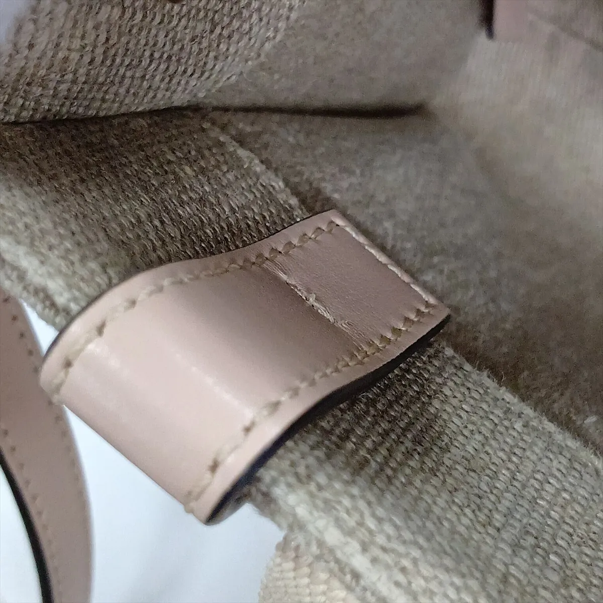 Woody Small Canvas x Leather 2-Way Handbag, Beige x Pink — view 12