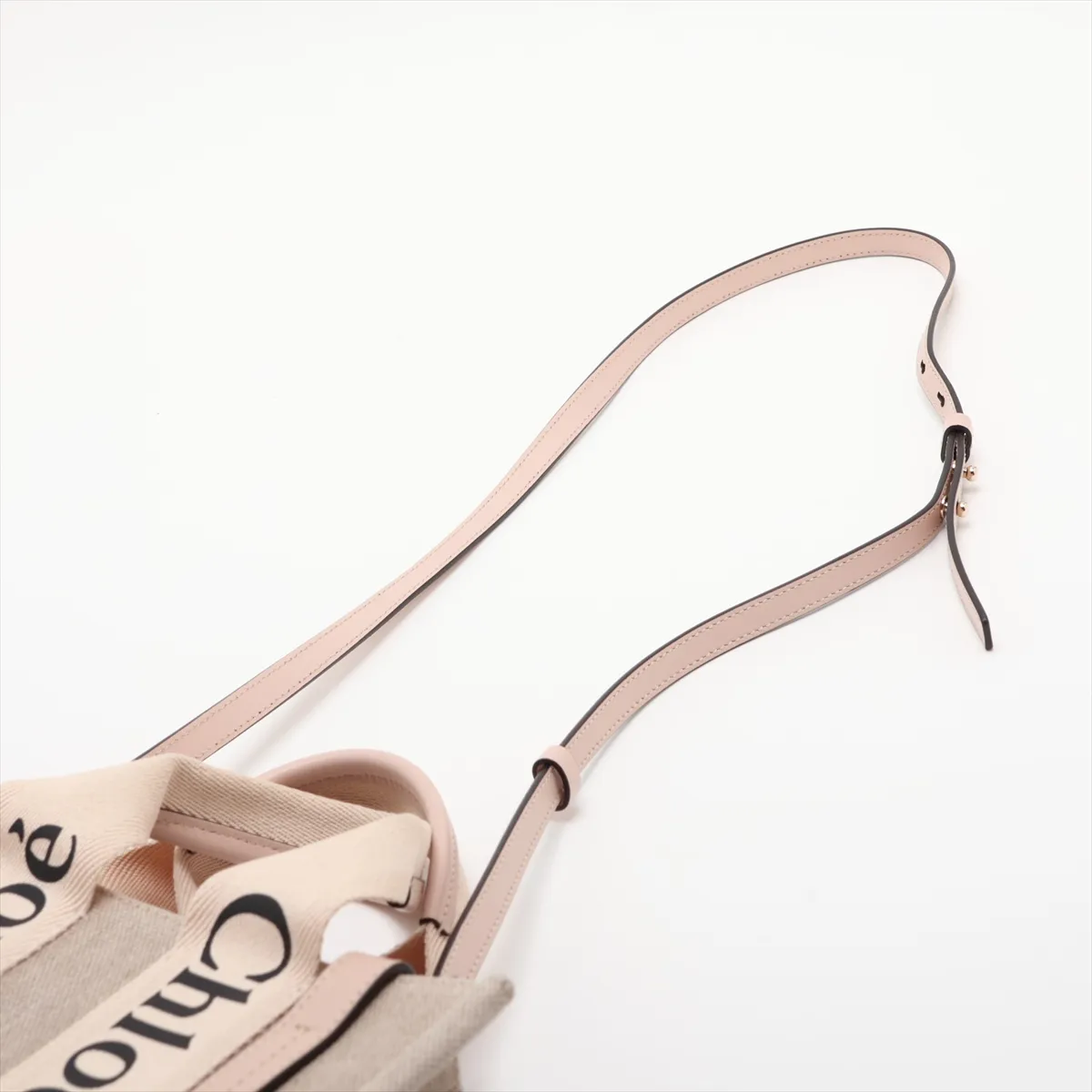 Woody Small Canvas x Leather 2-Way Handbag, Beige x Pink — view 7