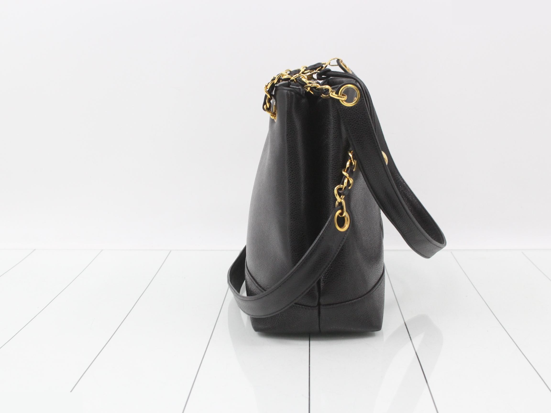 Chain shoulder bag, caviar leather, black — view 4