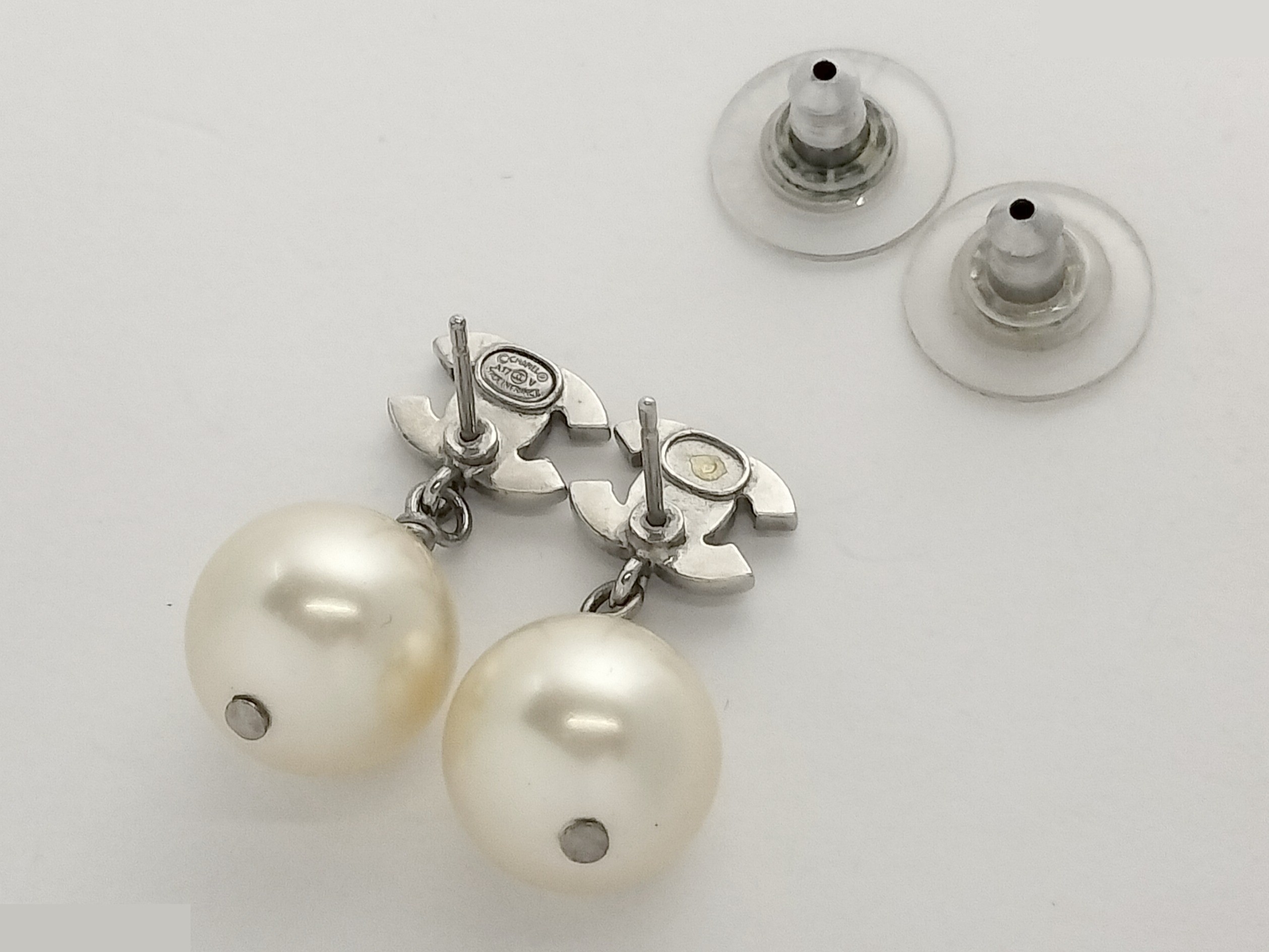 Coco Rhinestone F Pearl Earrings — view 2