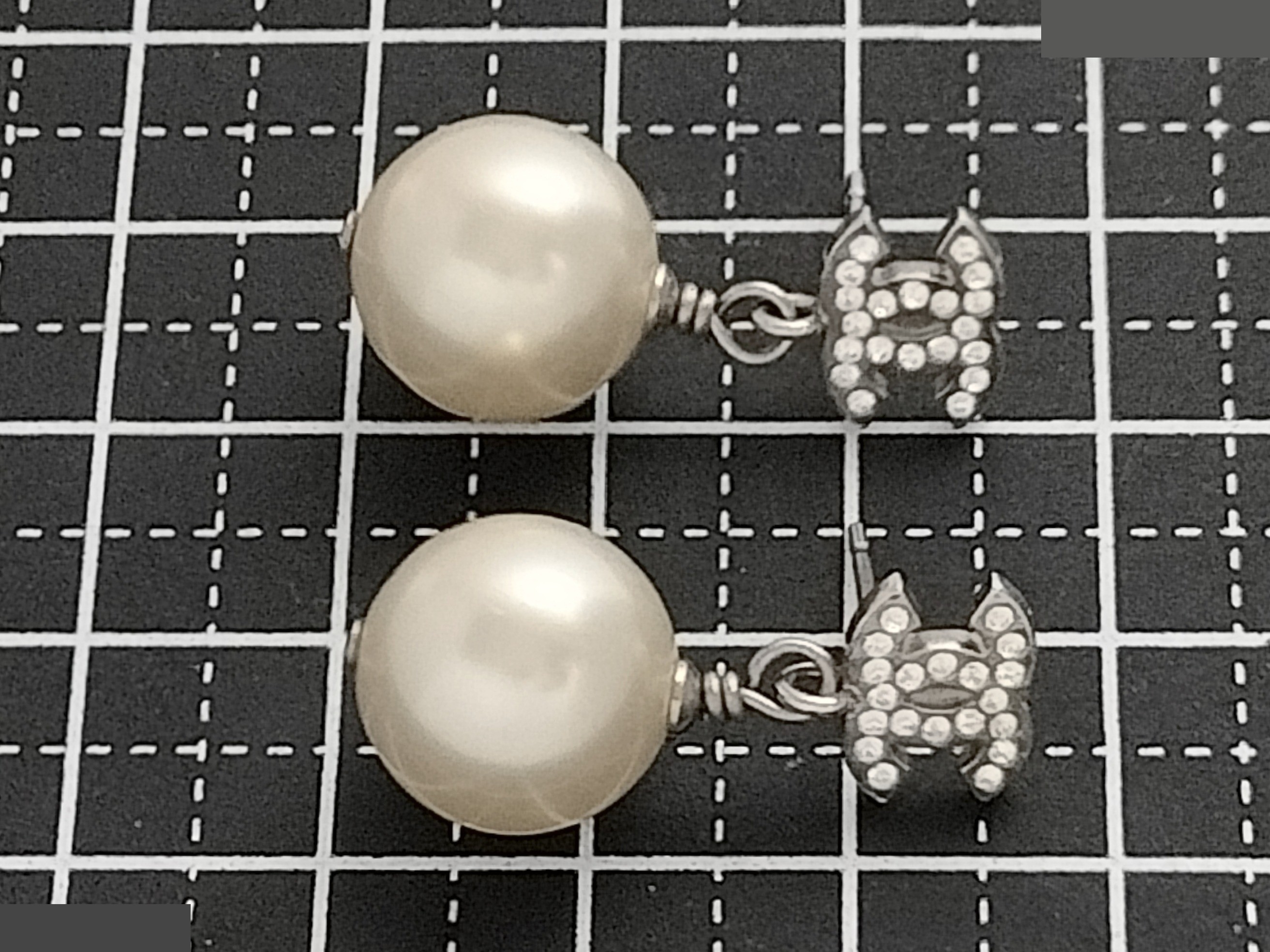 Coco Rhinestone F Pearl Earrings — view 7