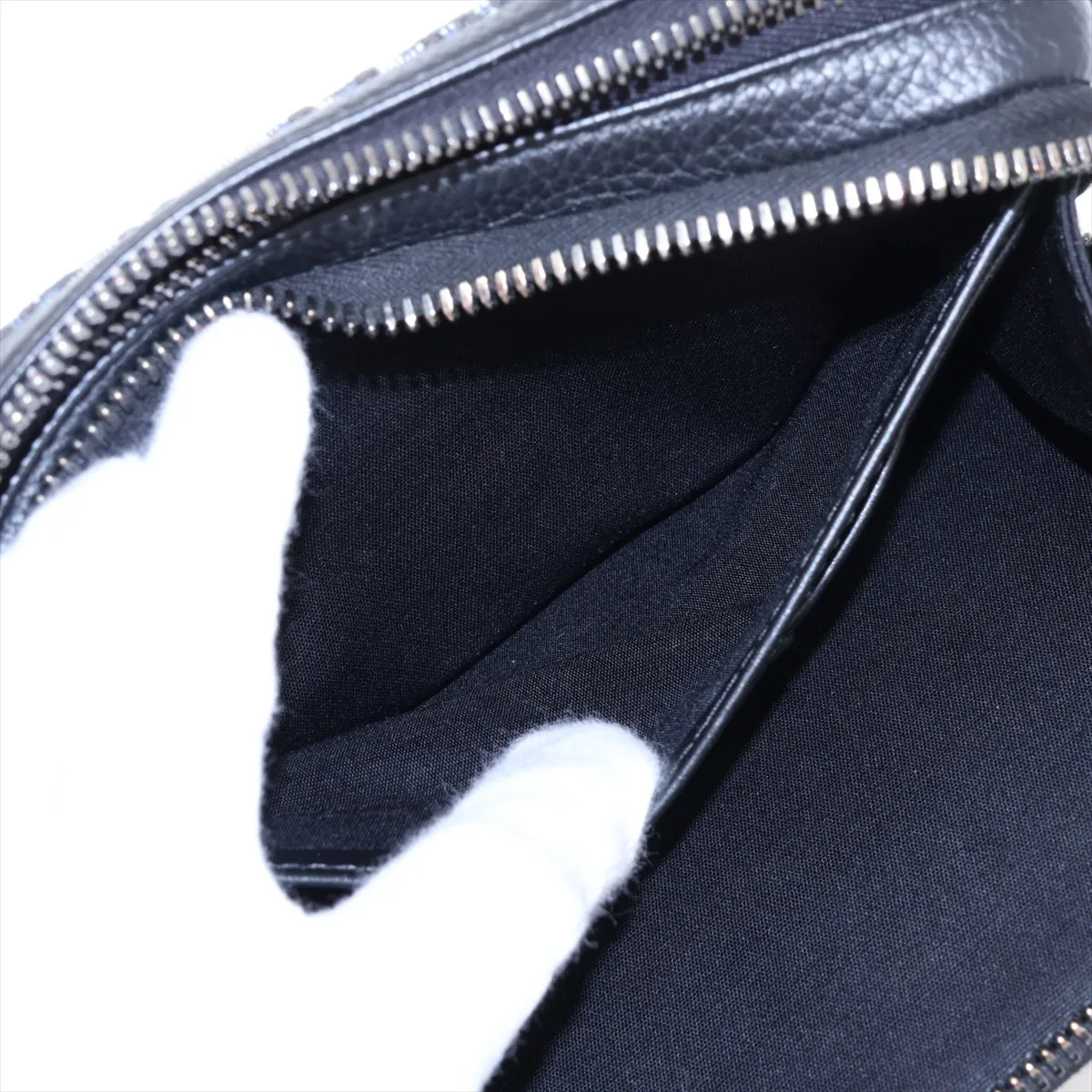Oblique Canvas x Leather Shoulder Bag, Navy — view 8