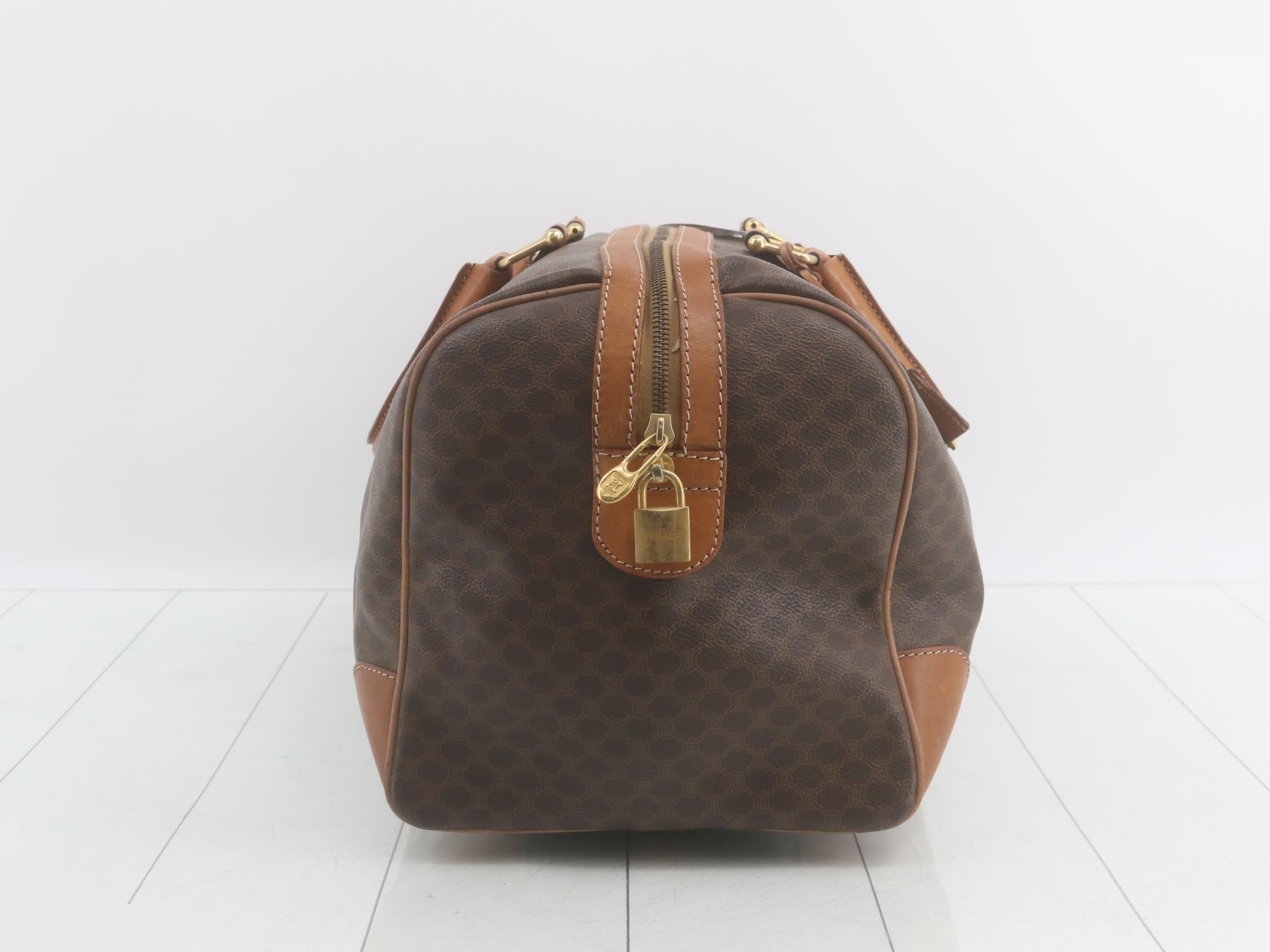 Macadam PVC/Leather Boston Bag, Brown — view 4