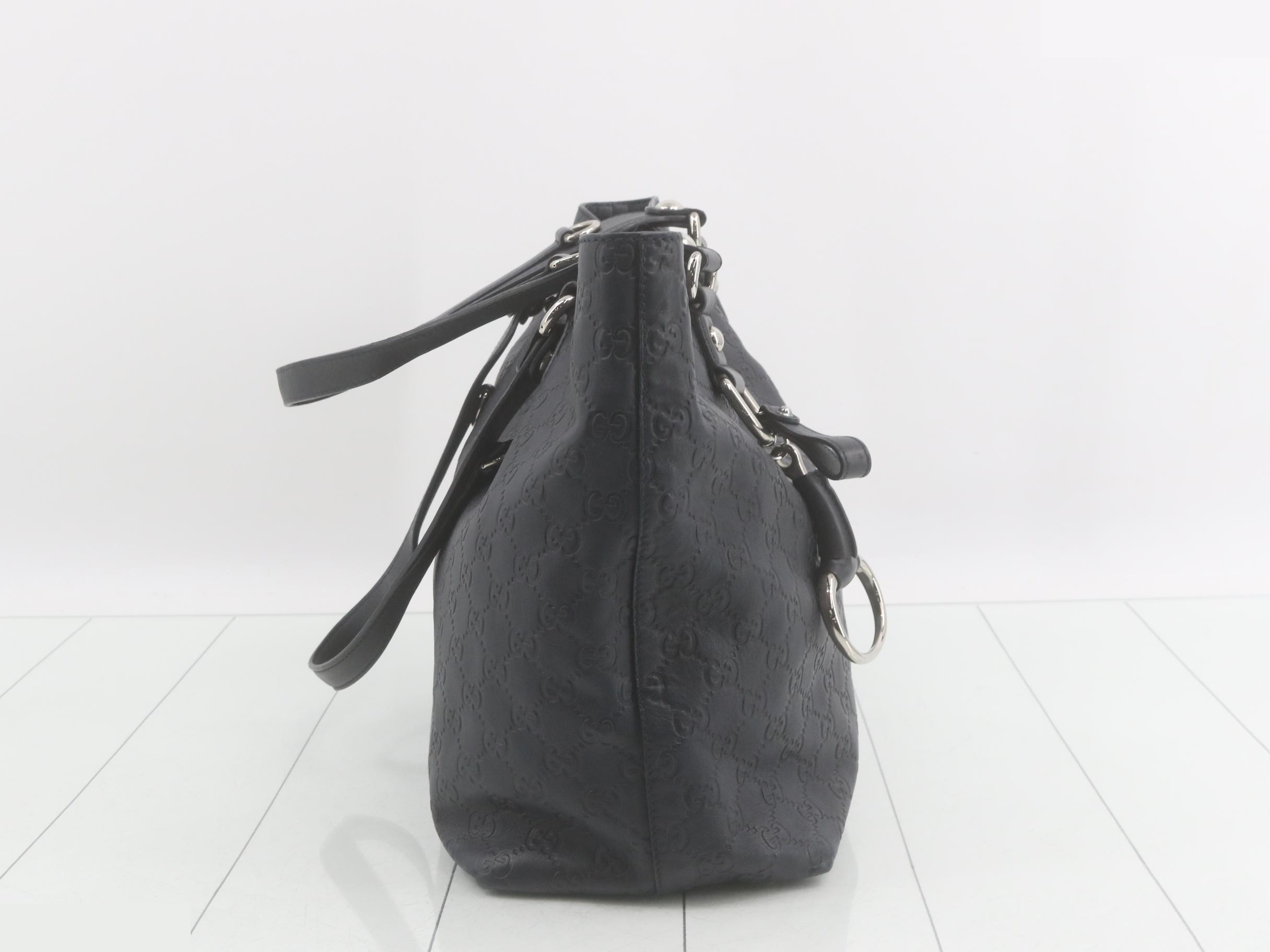 Horsebit Guccissima Tote Bag, Black — view 4