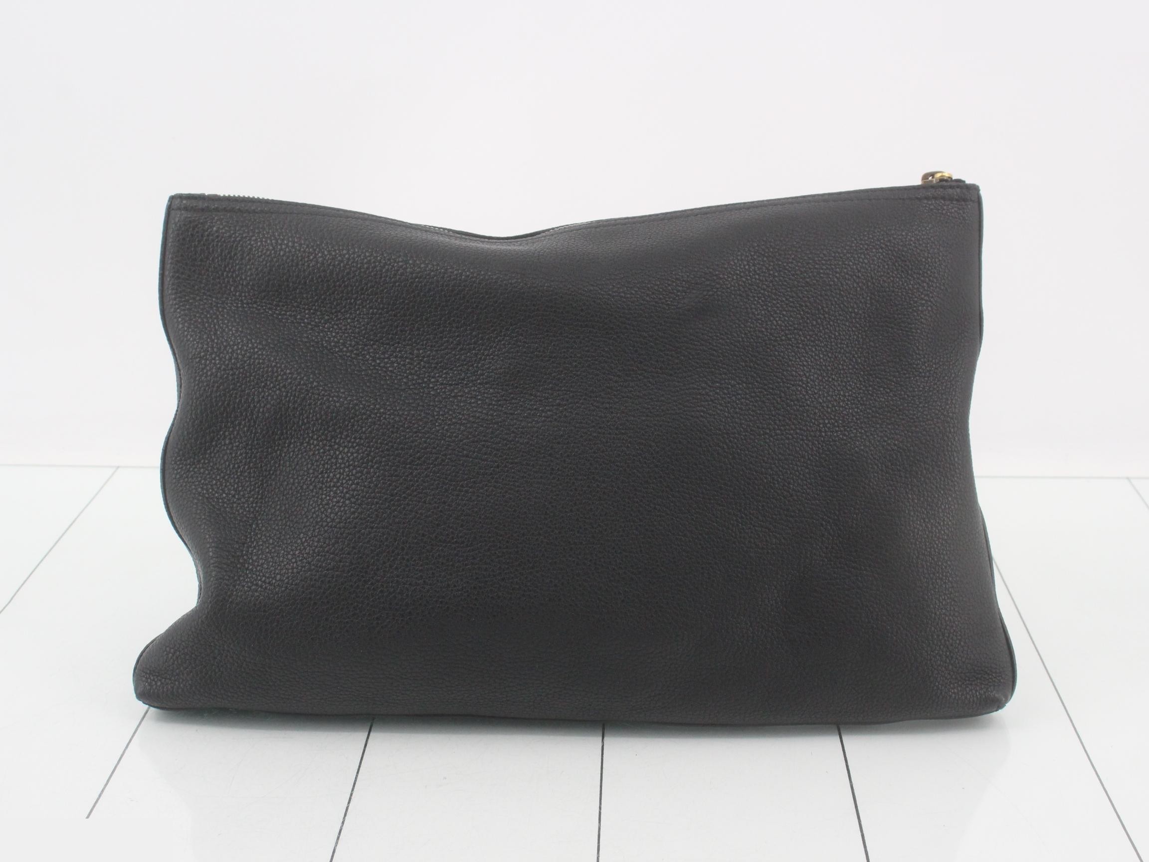 Leather clutch bag, black — view 2