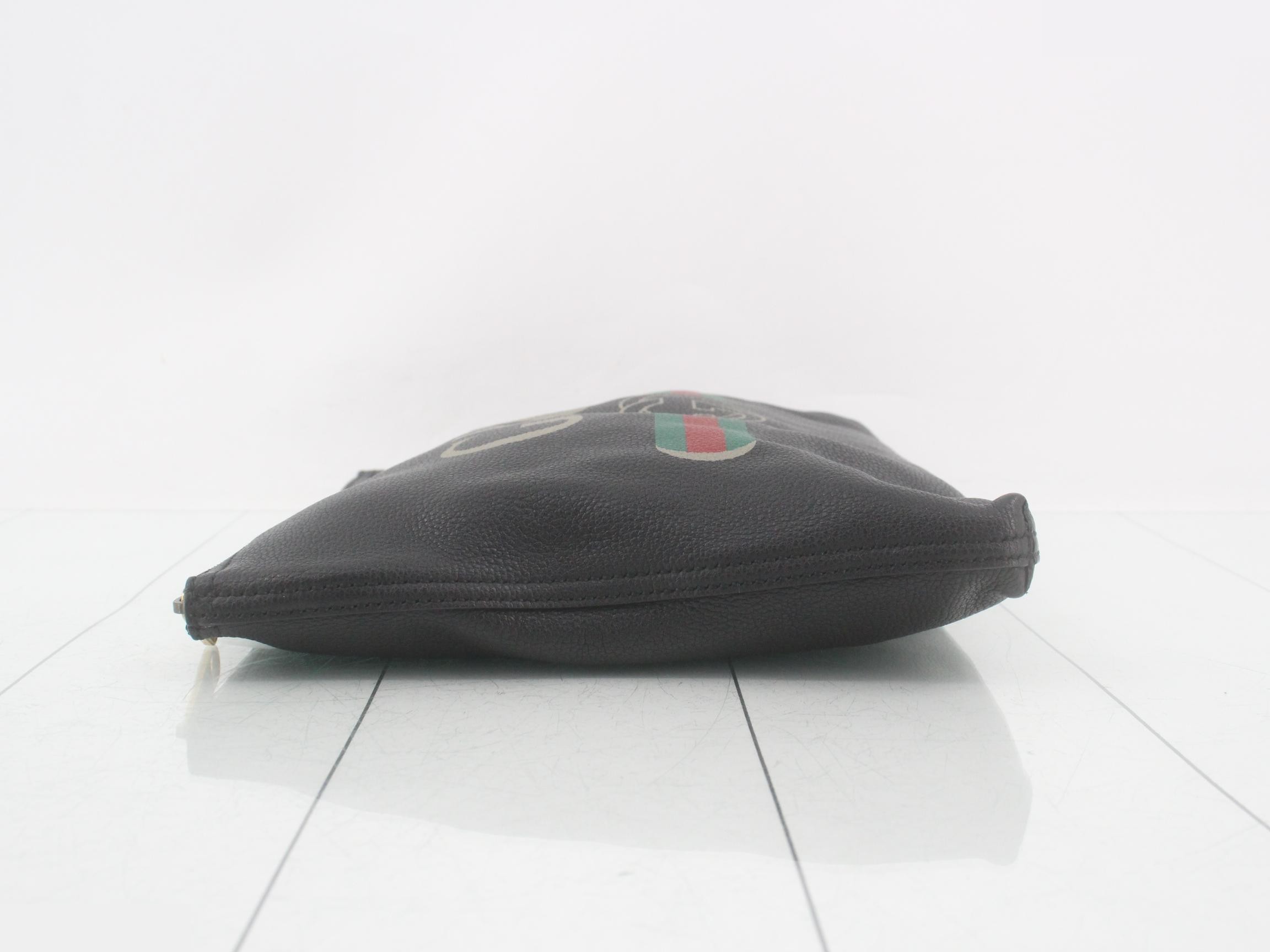 Leather clutch bag, black — view 4