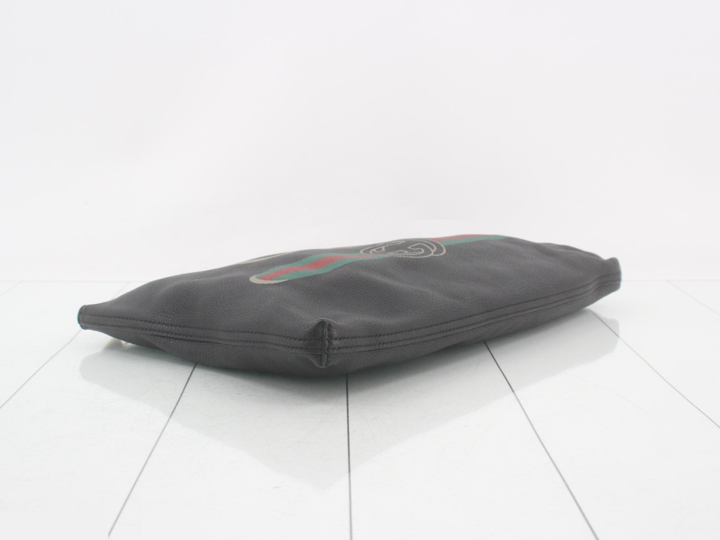 Leather clutch bag, black — view 5