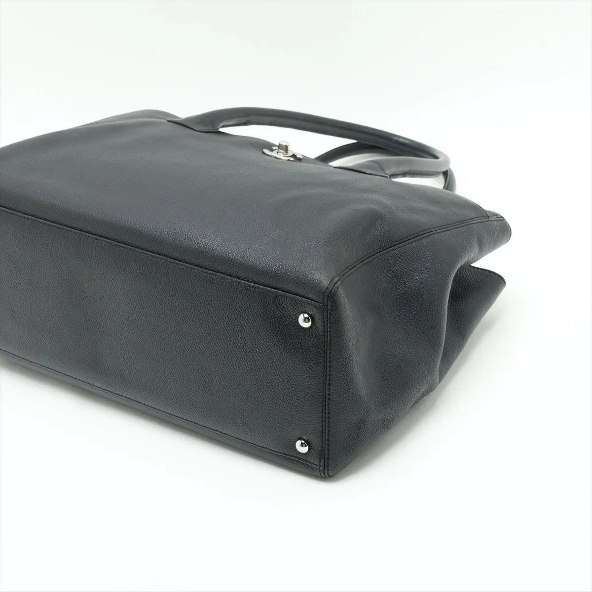Executive Leather 2-Way Handbag, Black with Silver Hardware, Item No. 11930969, Series No. 11 — view 3
