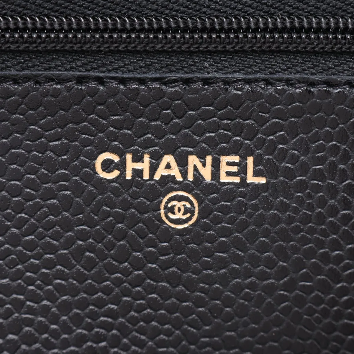 Matelassé Caviar Skin Chain Wallet, Black with Gold Hardware, 30653350 (Serial Number in the 30s) — view 11