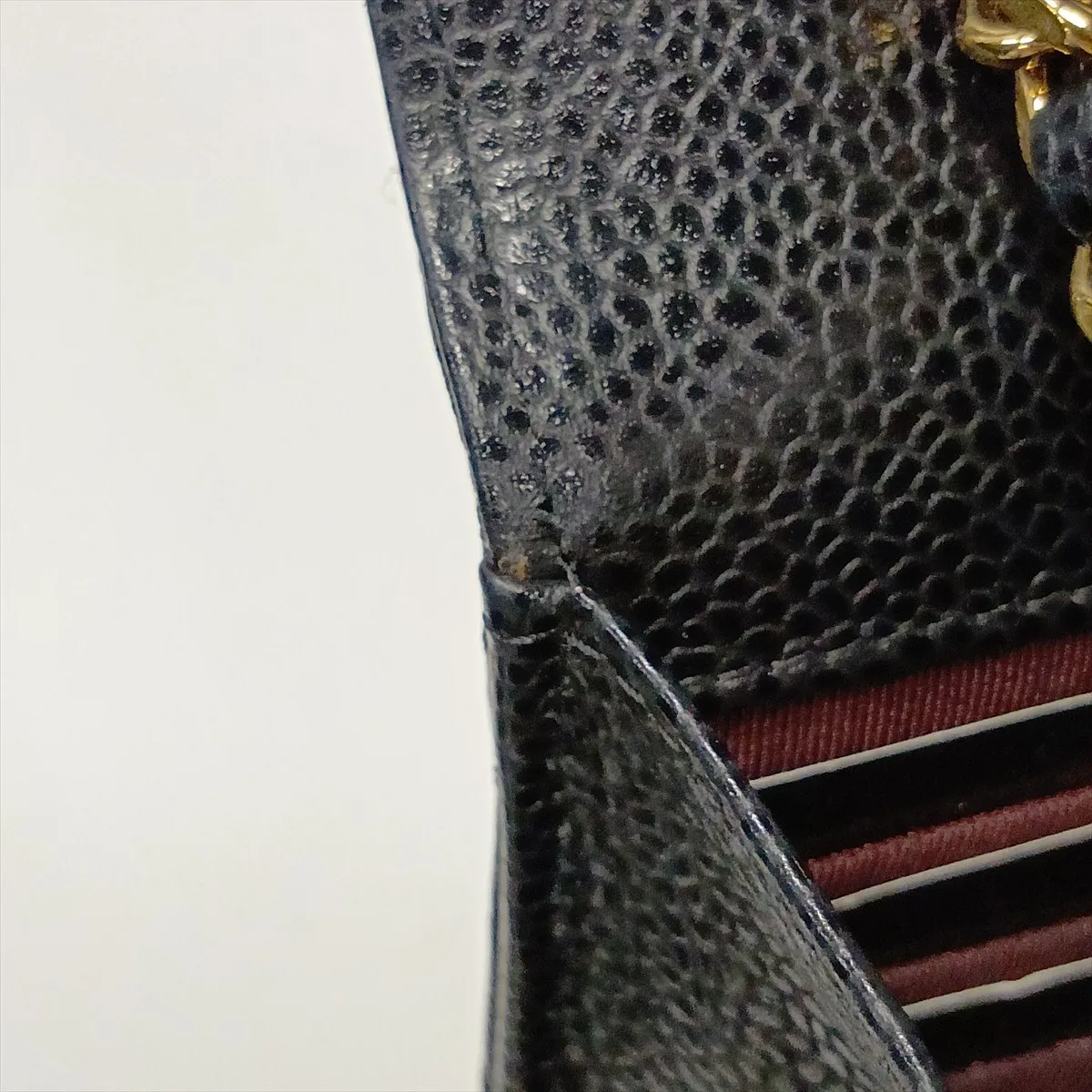 Matelassé Caviar Skin Chain Wallet, Black with Gold Hardware, 30653350 (Serial Number in the 30s) — view 14
