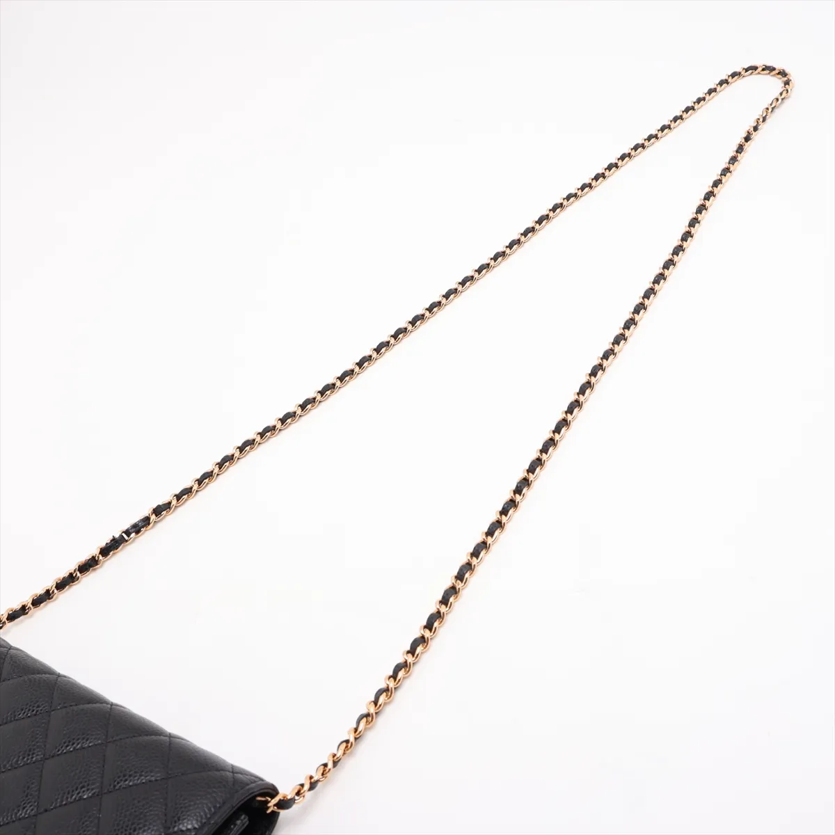 Matelassé Caviar Skin Chain Wallet, Black with Gold Hardware, 30653350 (Serial Number in the 30s) — view 5