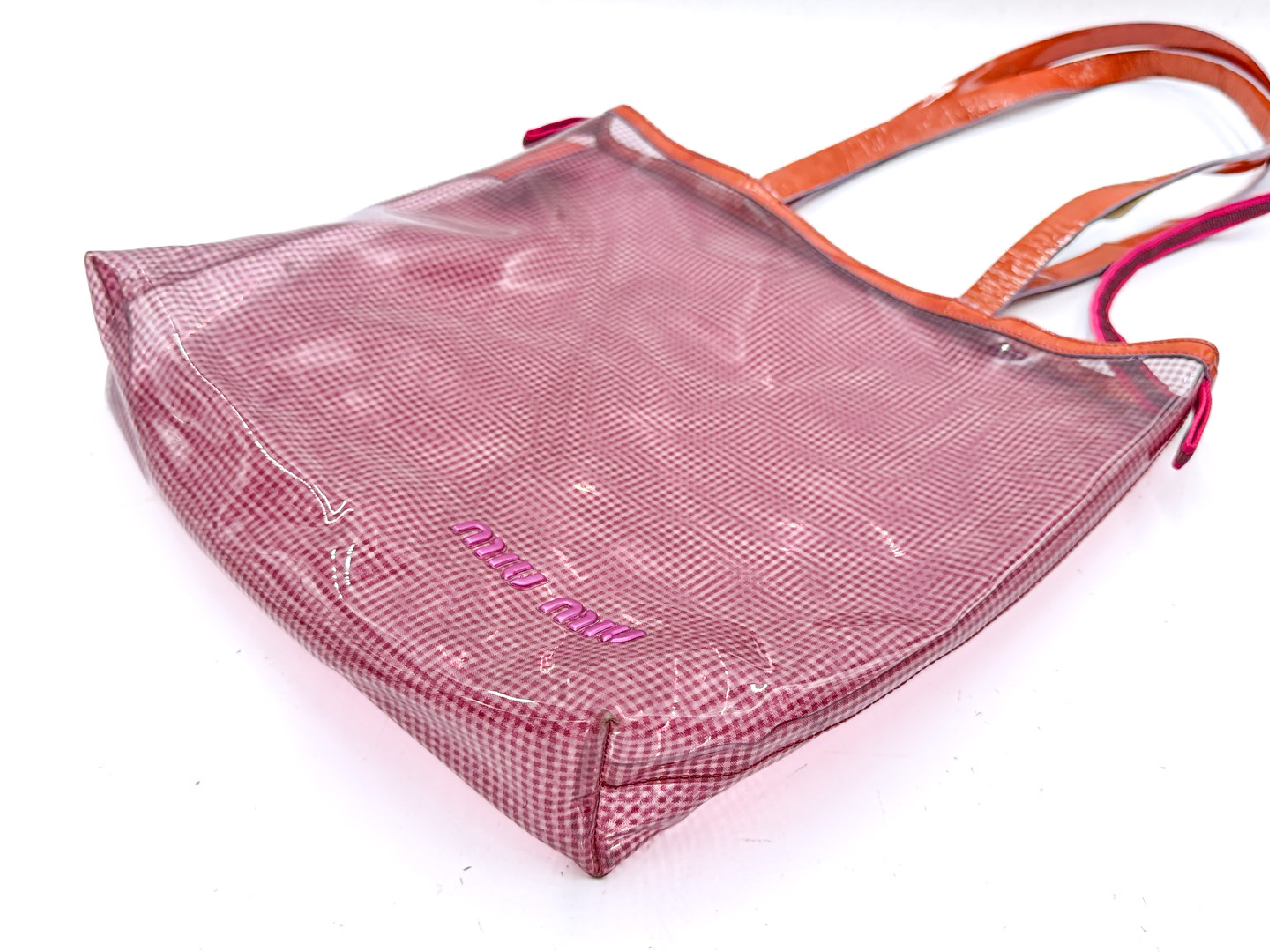 vinyl tote bag with logo, pink, and pouch. — view 4