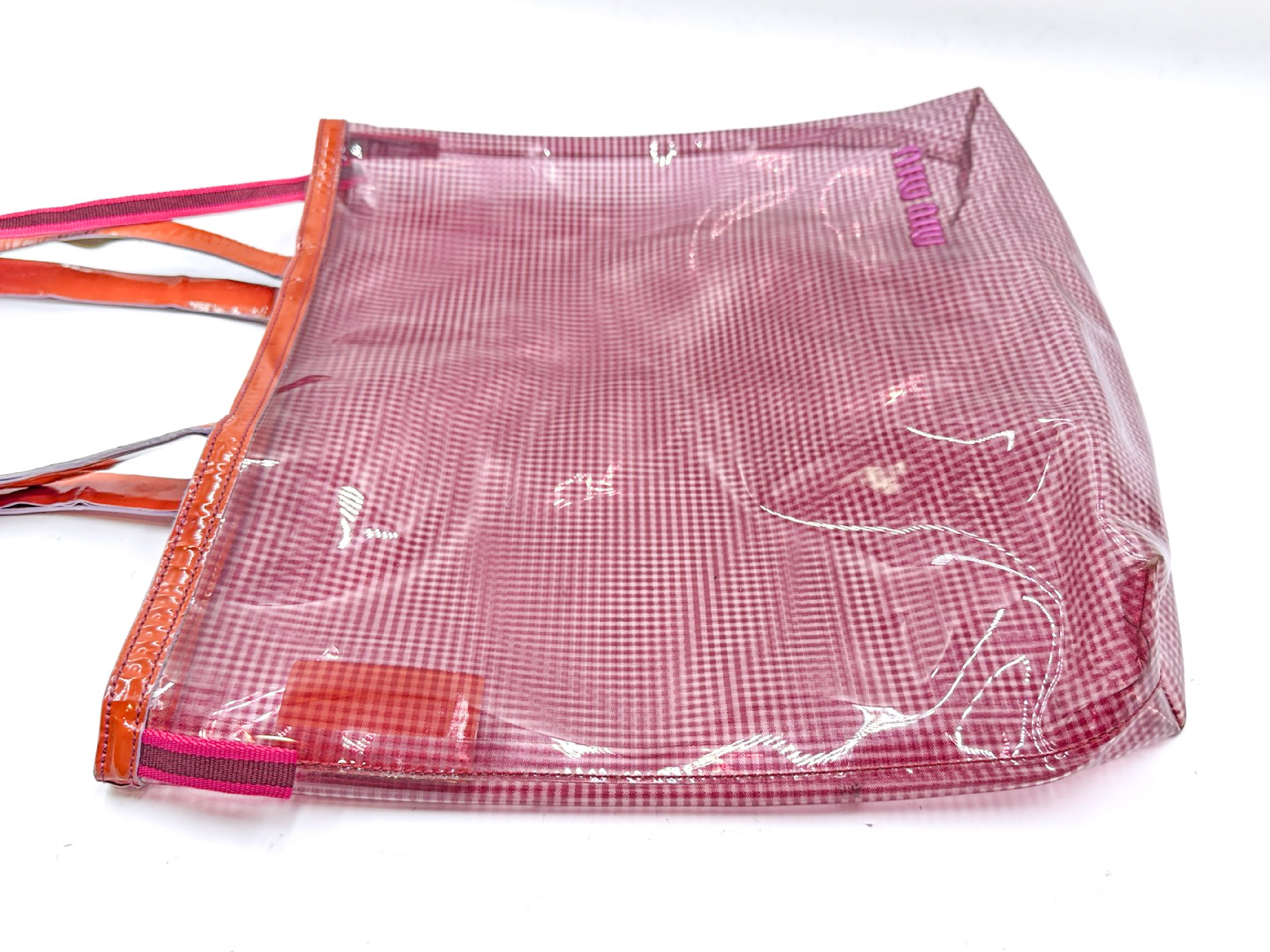 vinyl tote bag with logo, pink, and pouch. — view 8