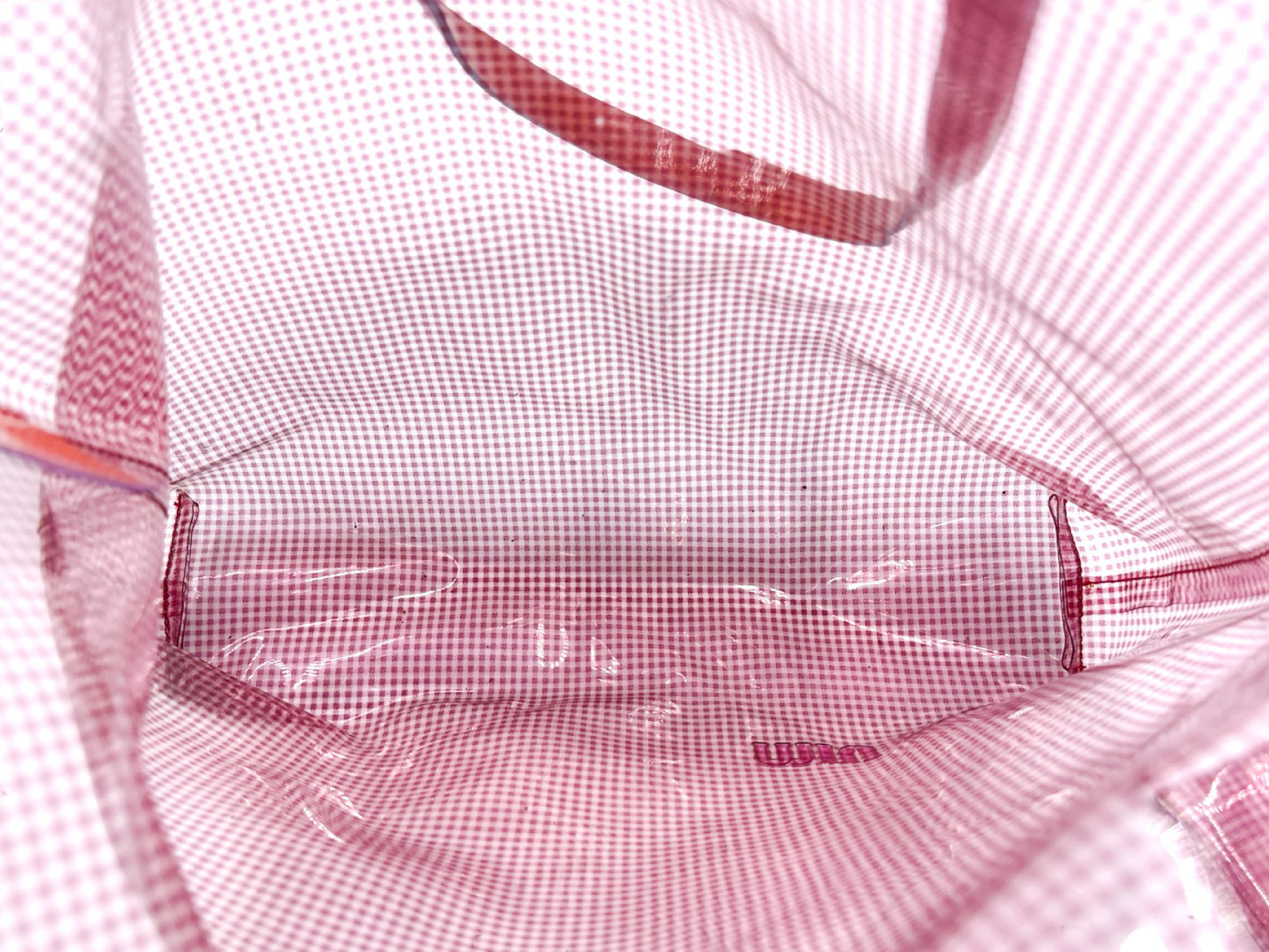 vinyl tote bag with logo, pink, and pouch. — view 9