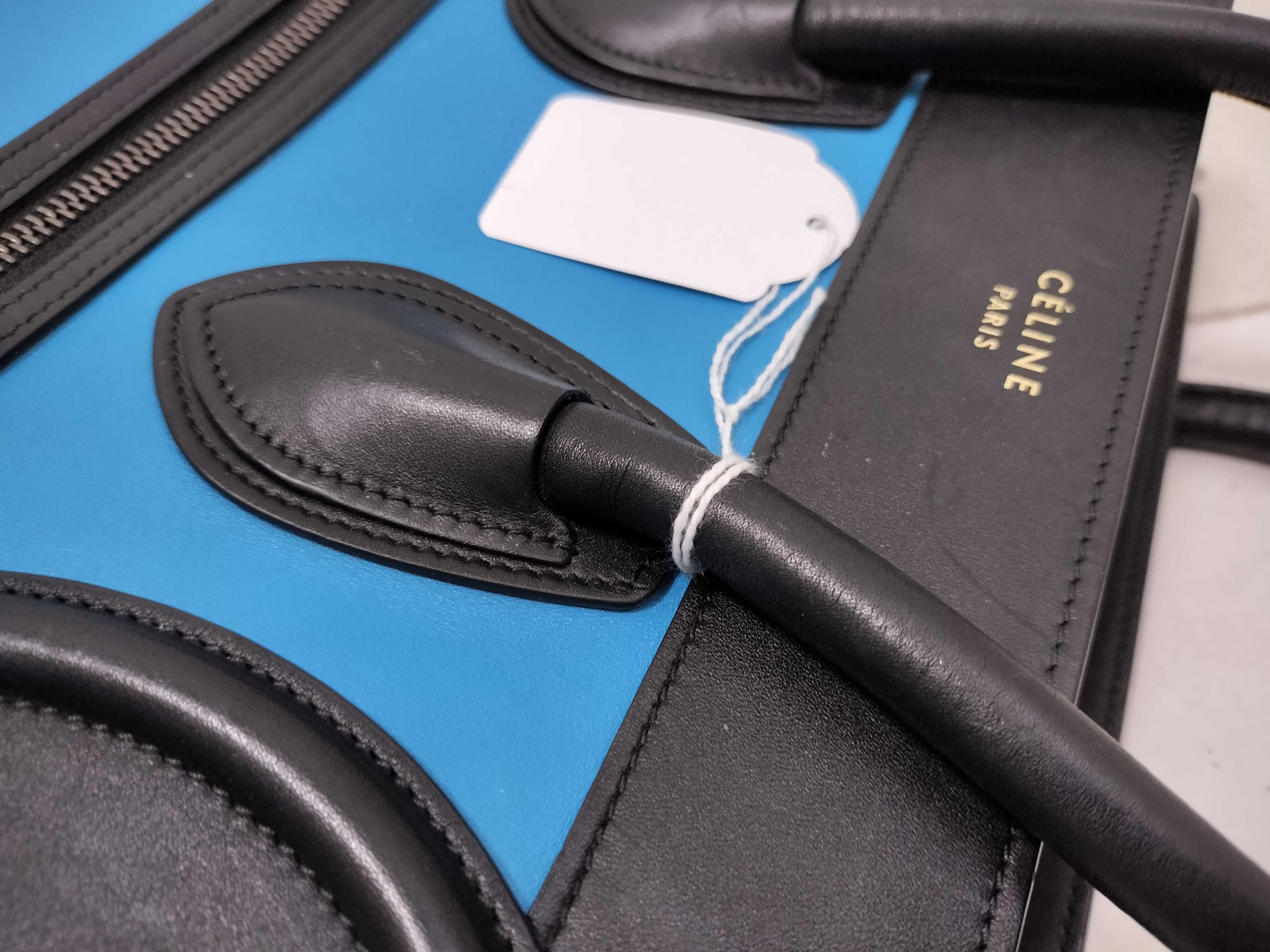 FR- Luggage Micro Shopper Leather Handbag Blue — view 5