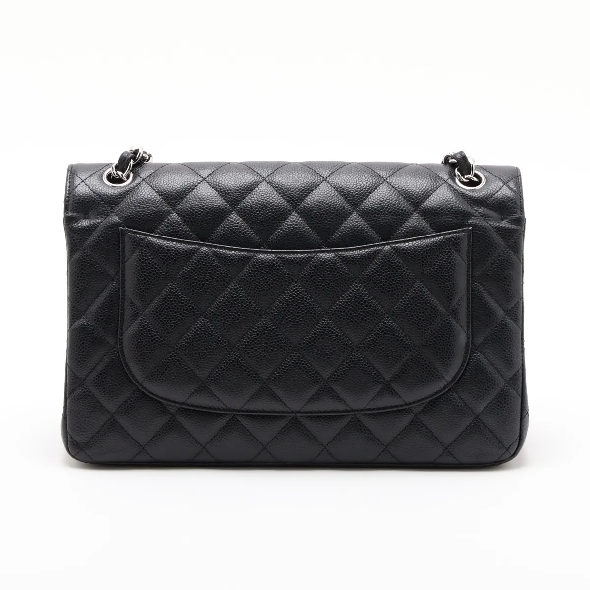 [Individually packaged] Chanel Large Matelassé 30 Caviar Skin Double Flap Double Chain Bag, Black with Silver Hardware, 18266629, Serial Number 18, A58600 — view 2