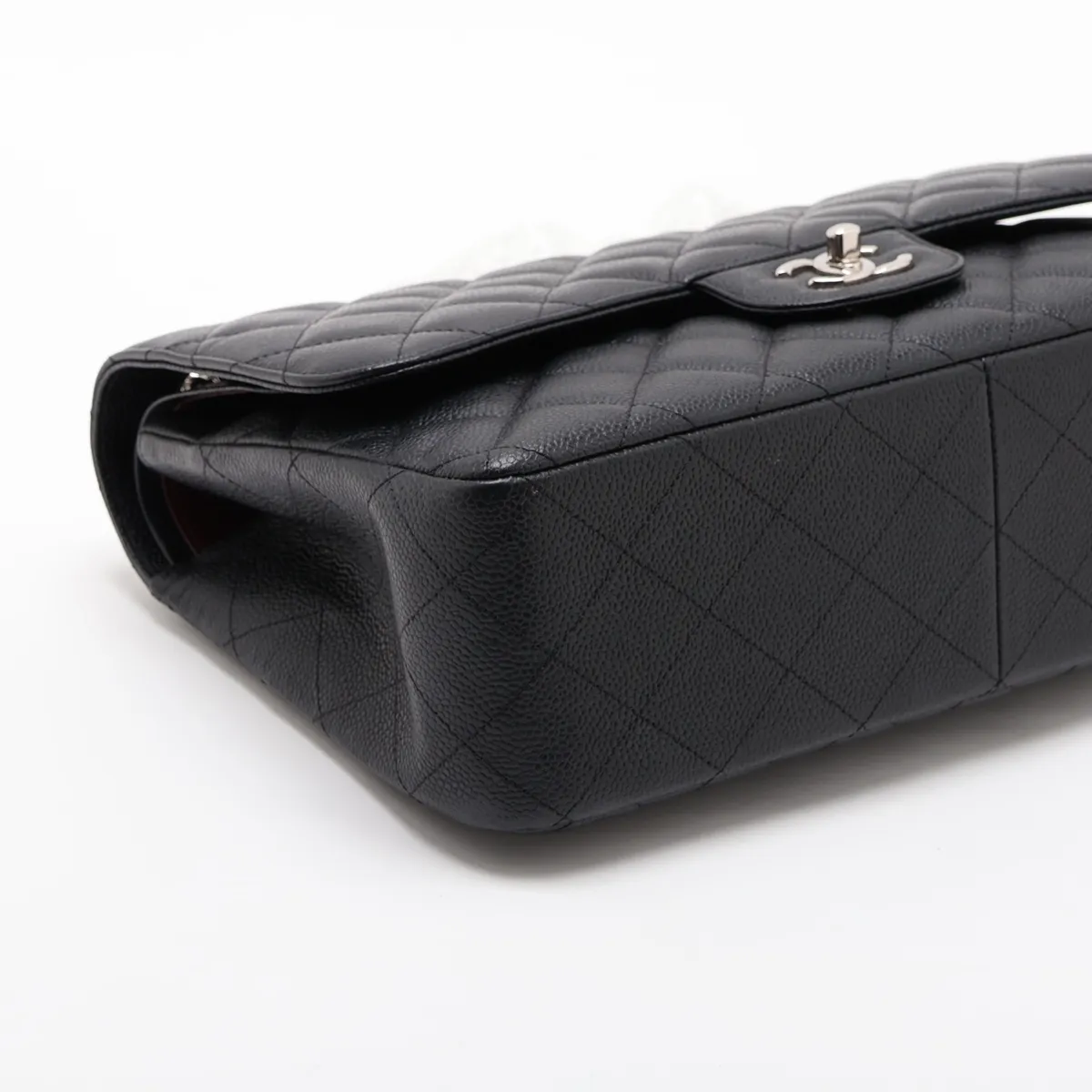[Individually packaged] Chanel Large Matelassé 30 Caviar Skin Double Flap Double Chain Bag, Black with Silver Hardware, 18266629, Serial Number 18, A58600 — view 4