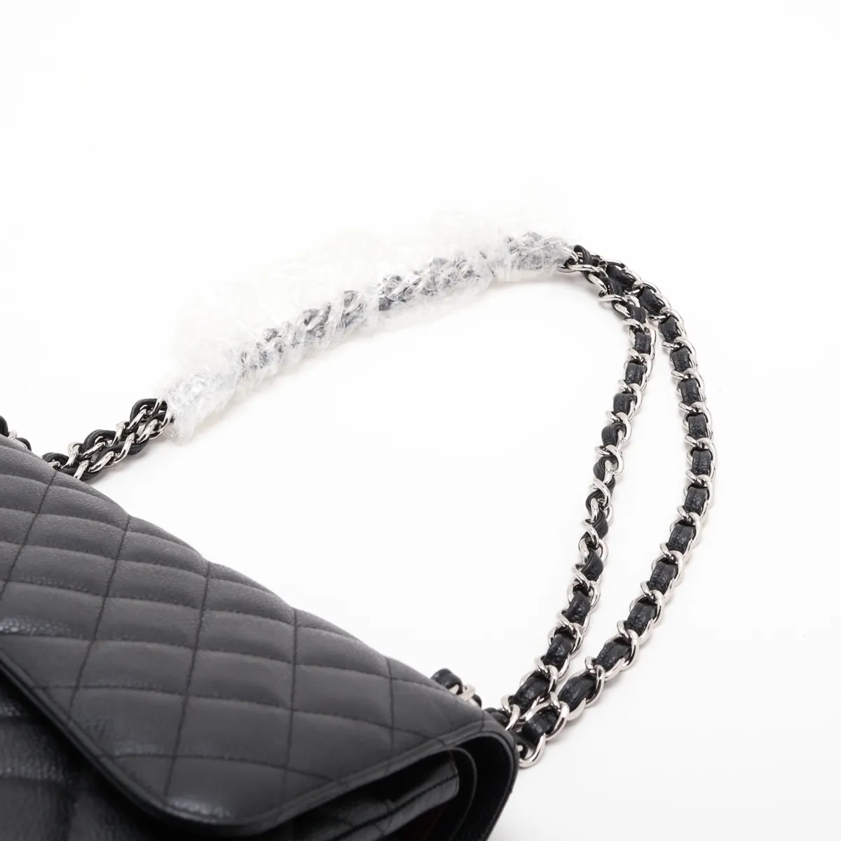 [Individually packaged] Chanel Large Matelassé 30 Caviar Skin Double Flap Double Chain Bag, Black with Silver Hardware, 18266629, Serial Number 18, A58600 — view 5