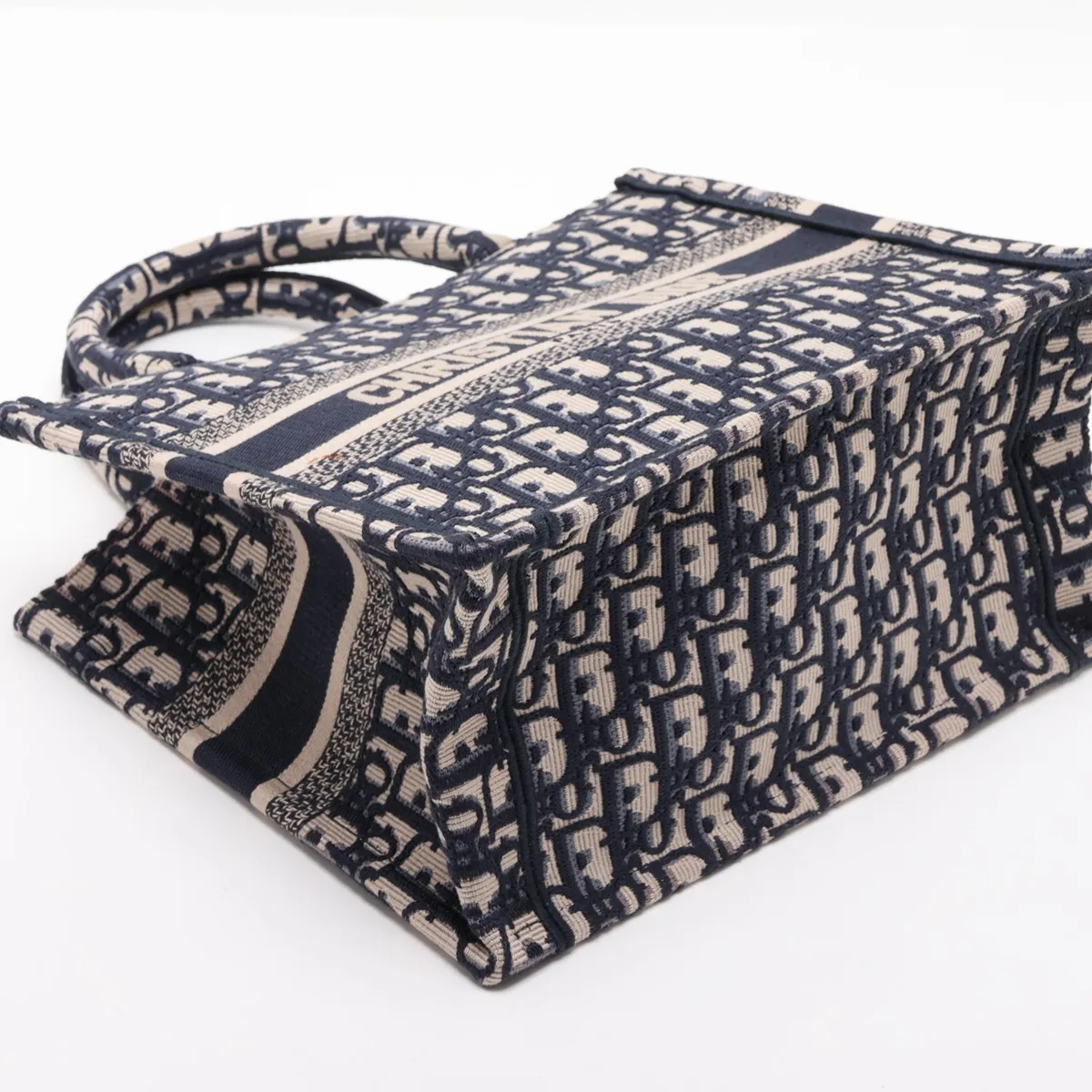 Oblique Book Tote Small Canvas Handbag Navy — view 4
