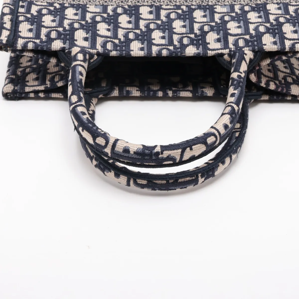 Oblique Book Tote Small Canvas Handbag Navy — view 5
