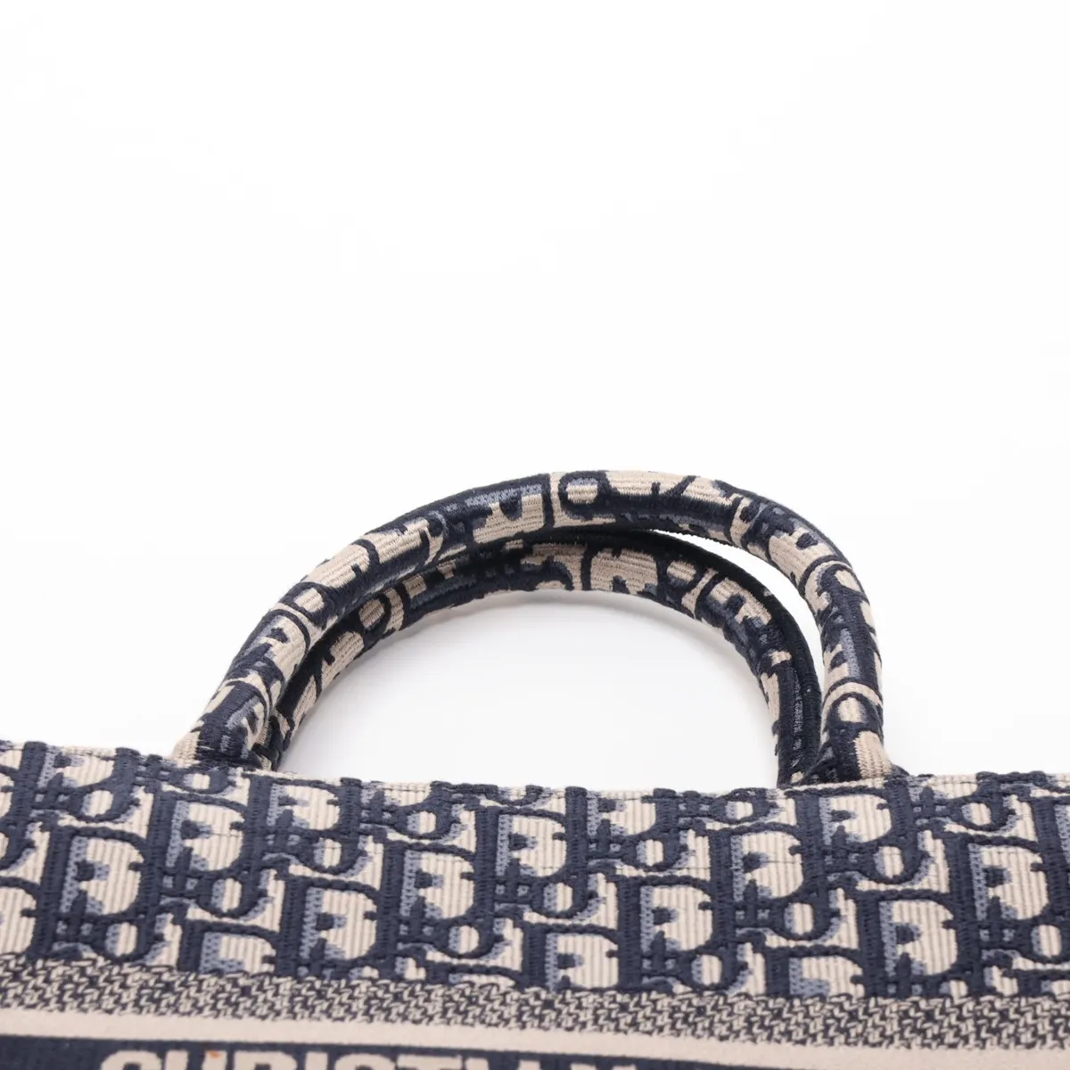 Oblique Book Tote Small Canvas Handbag Navy — view 6