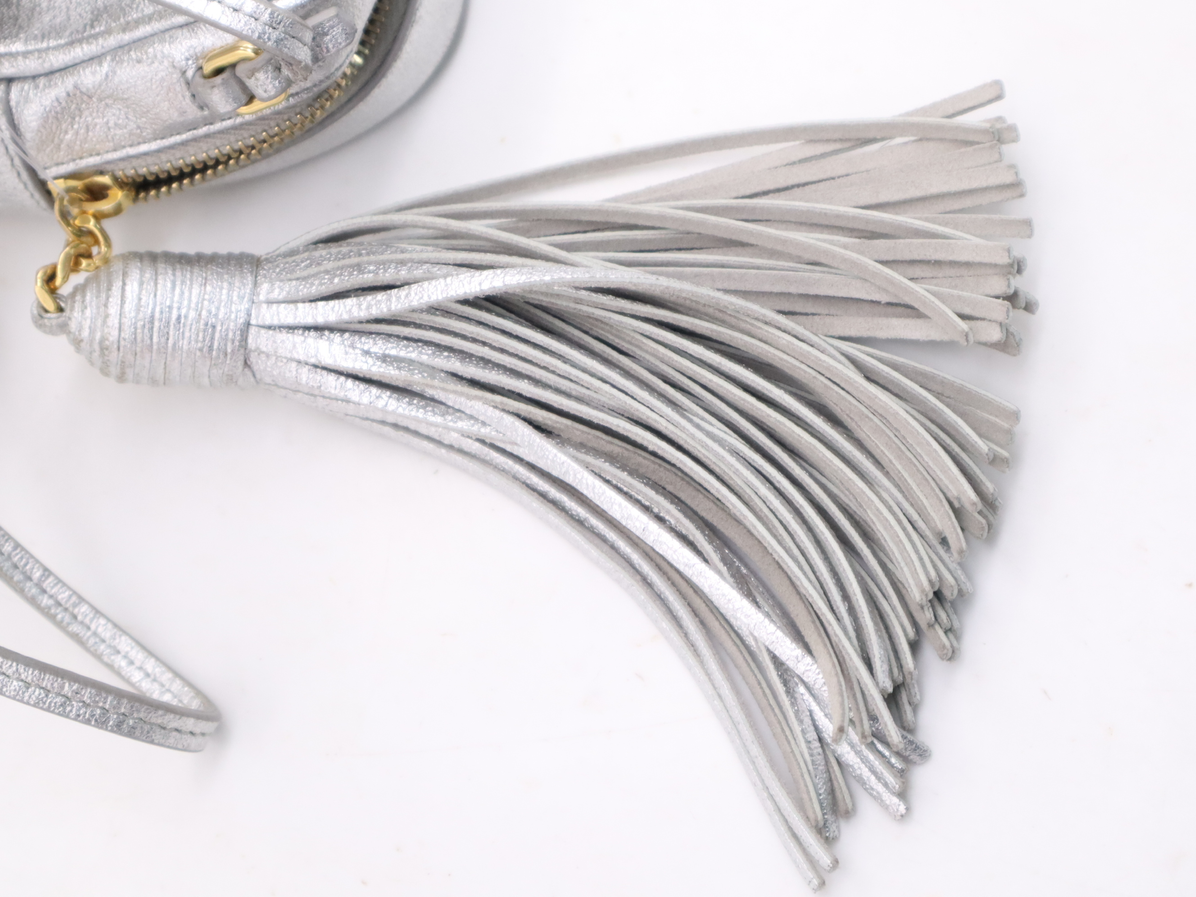 Leather Blogger Bag, Silver with Gold Hardware, Shoulder Bag — view 12