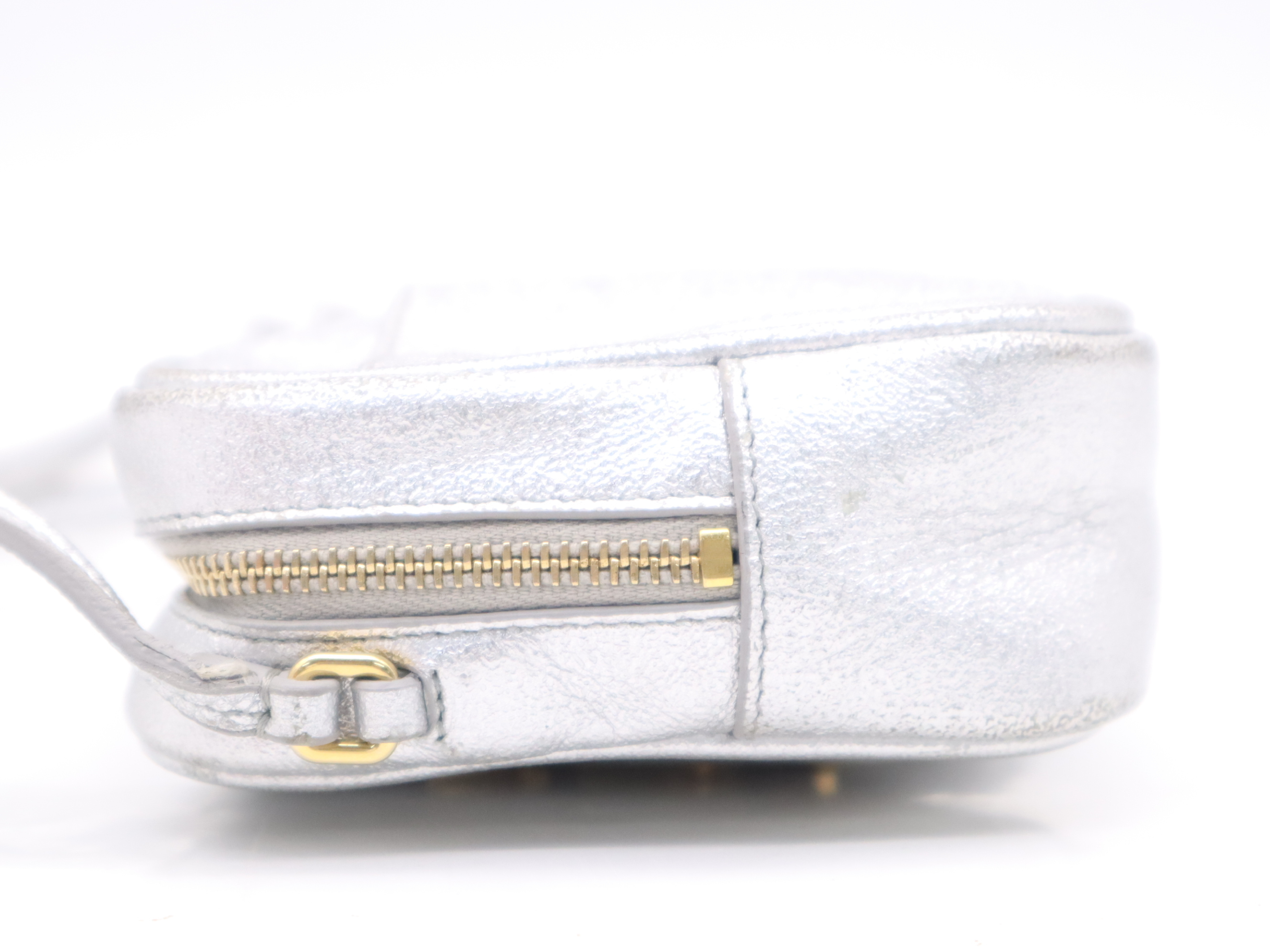 Leather Blogger Bag, Silver with Gold Hardware, Shoulder Bag — view 3
