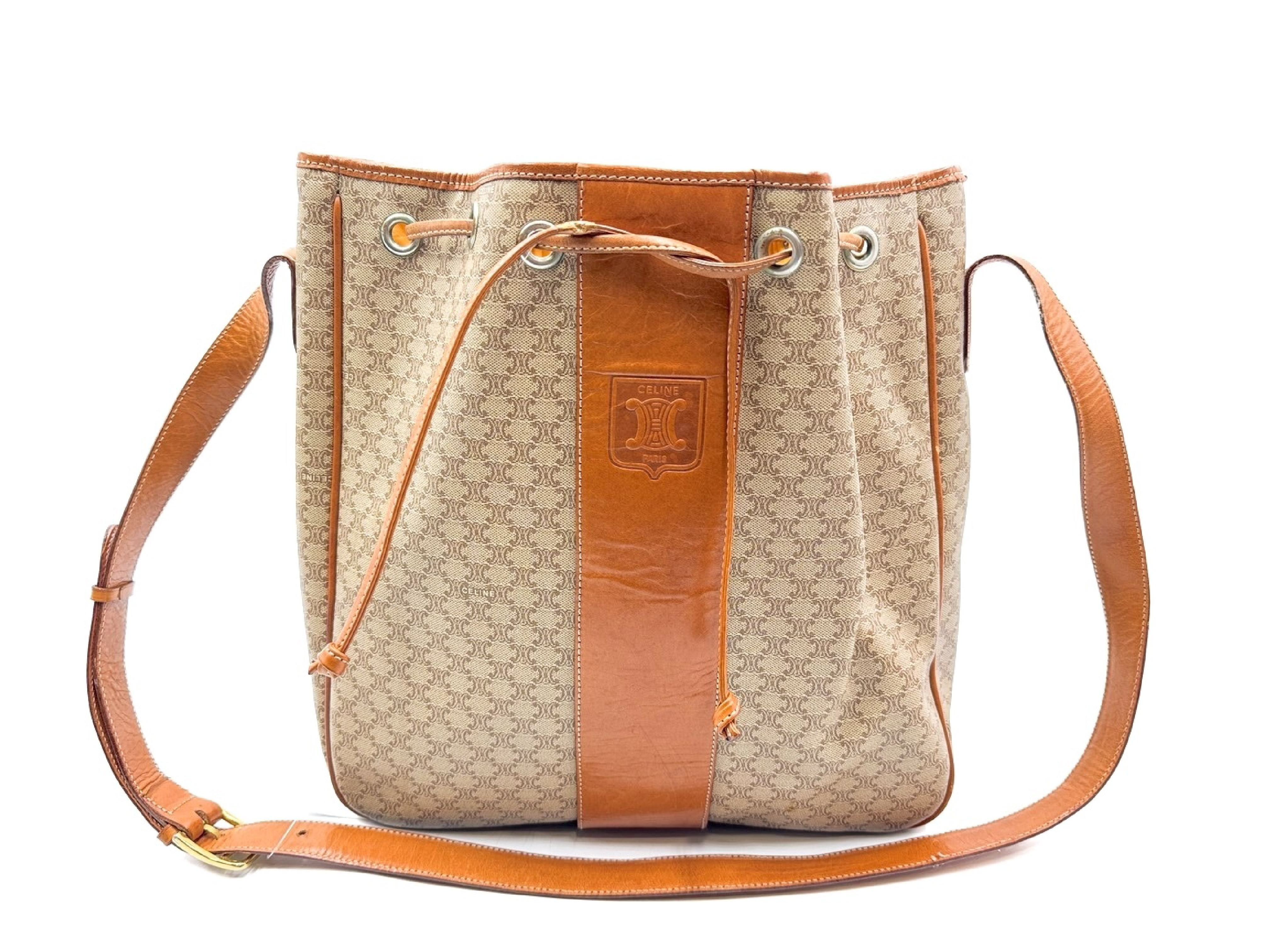 Macadam Drawstring Leather Shoulder Bag