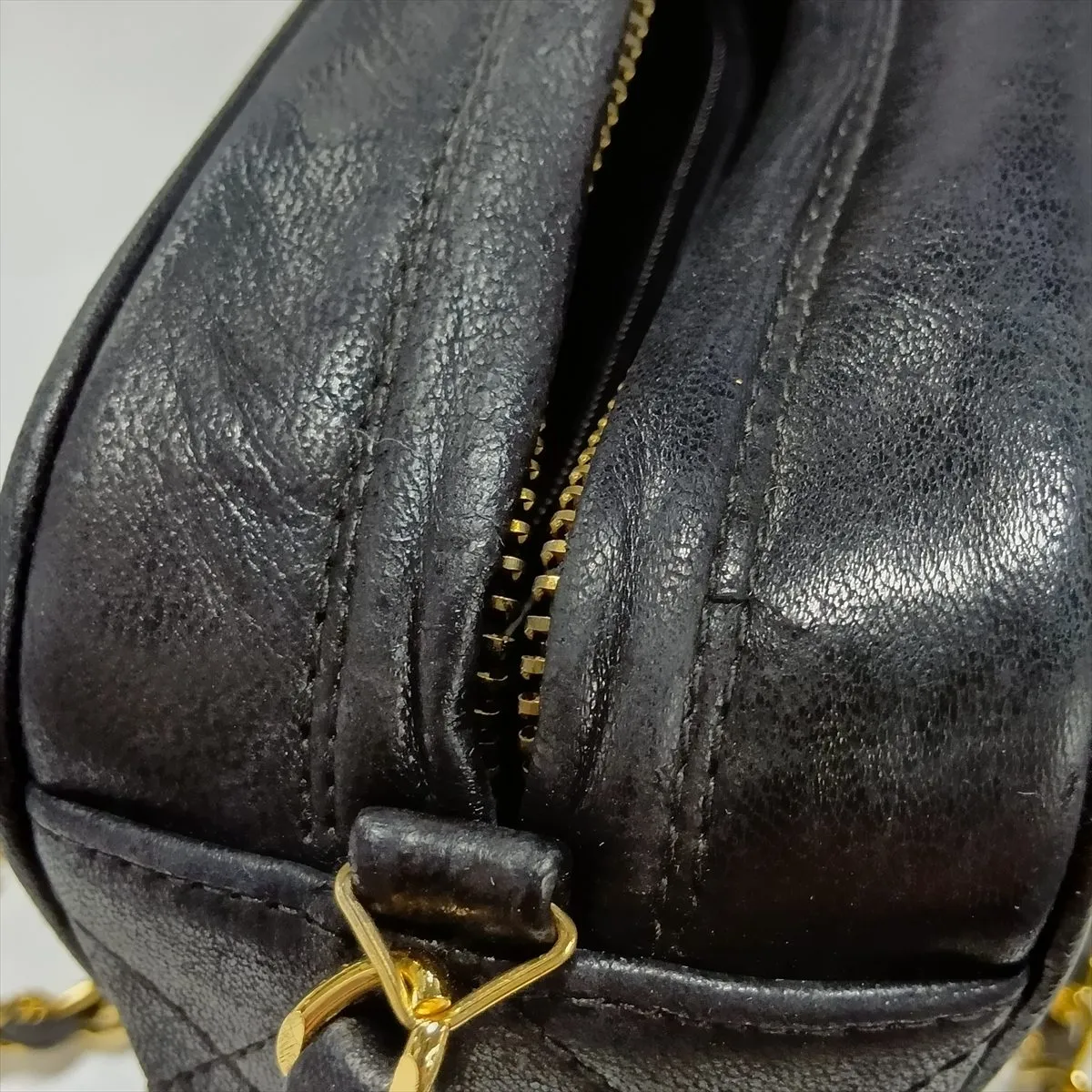 Matelassé Lambskin Chain Shoulder Bag with Fringe, Black with Gold Hardware, Item No. 1310123 — view 10