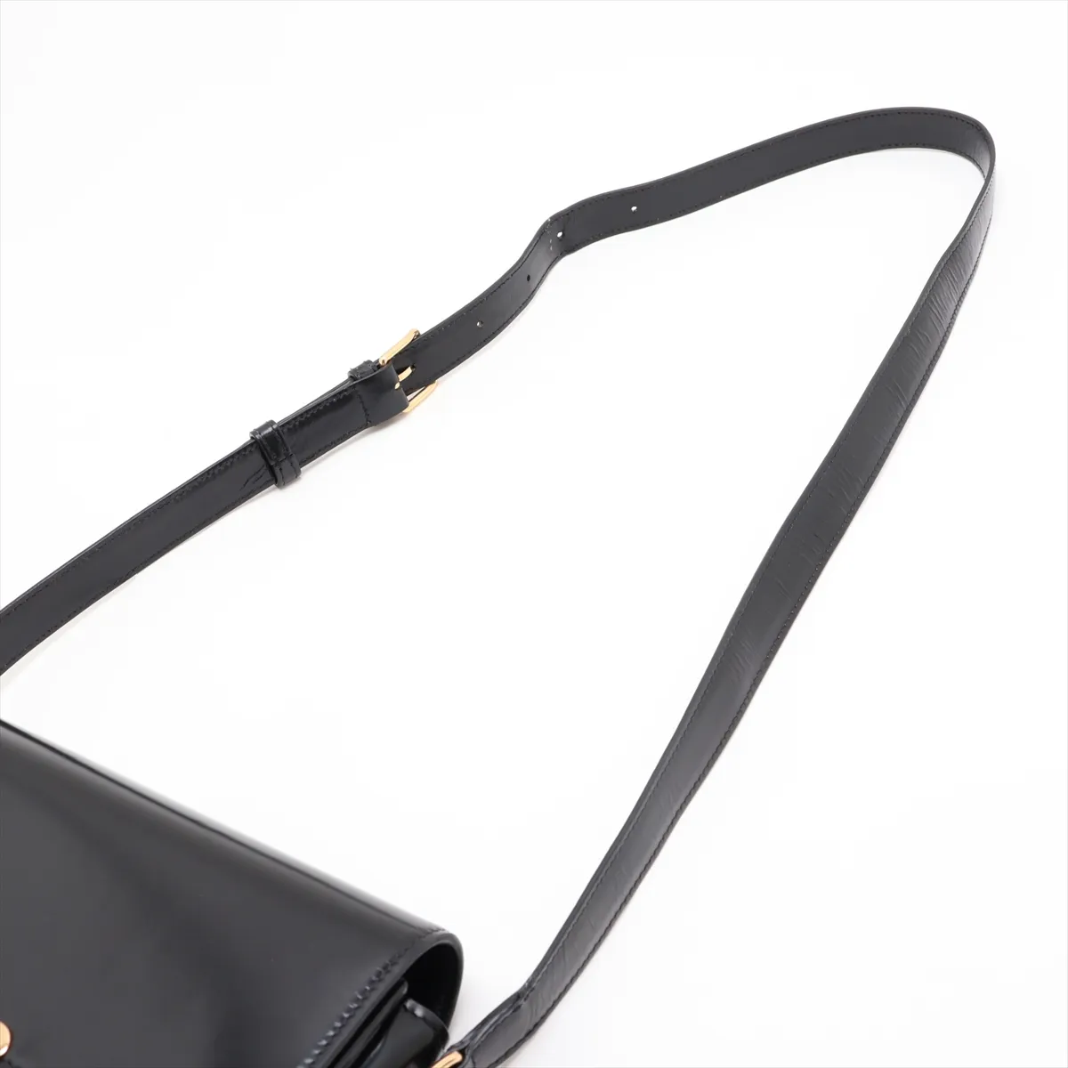 Triomphe Classic Leather Shoulder Bag, Black — view 5