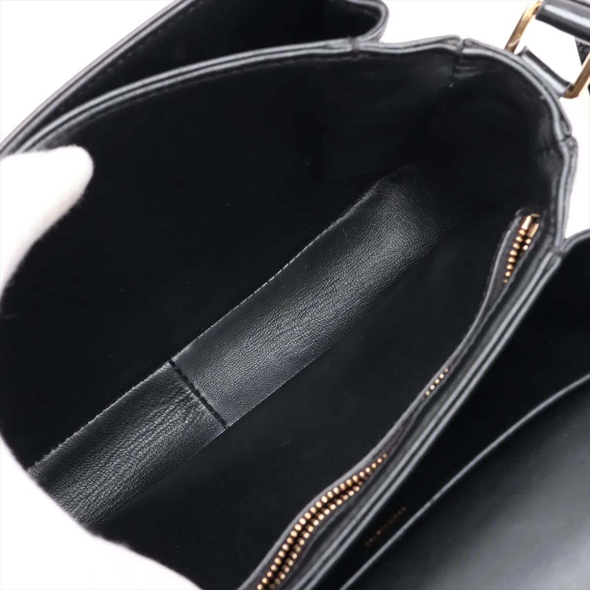 Triomphe Classic Leather Shoulder Bag, Black — view 6