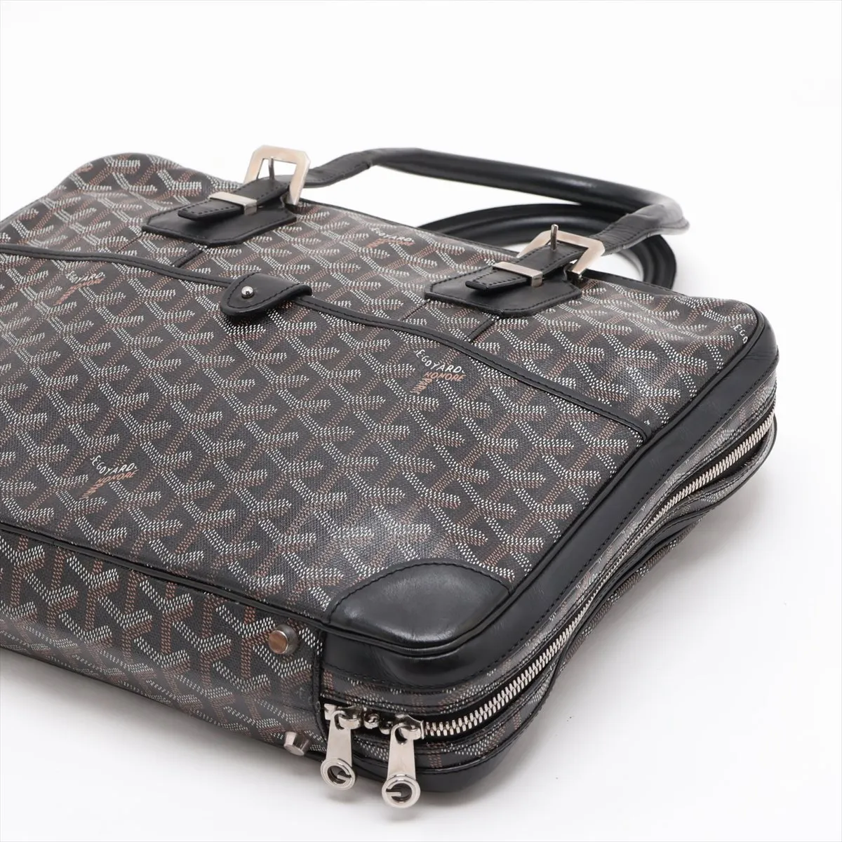Ambassade PM PVC x Leather Business Bag, Black — view 3