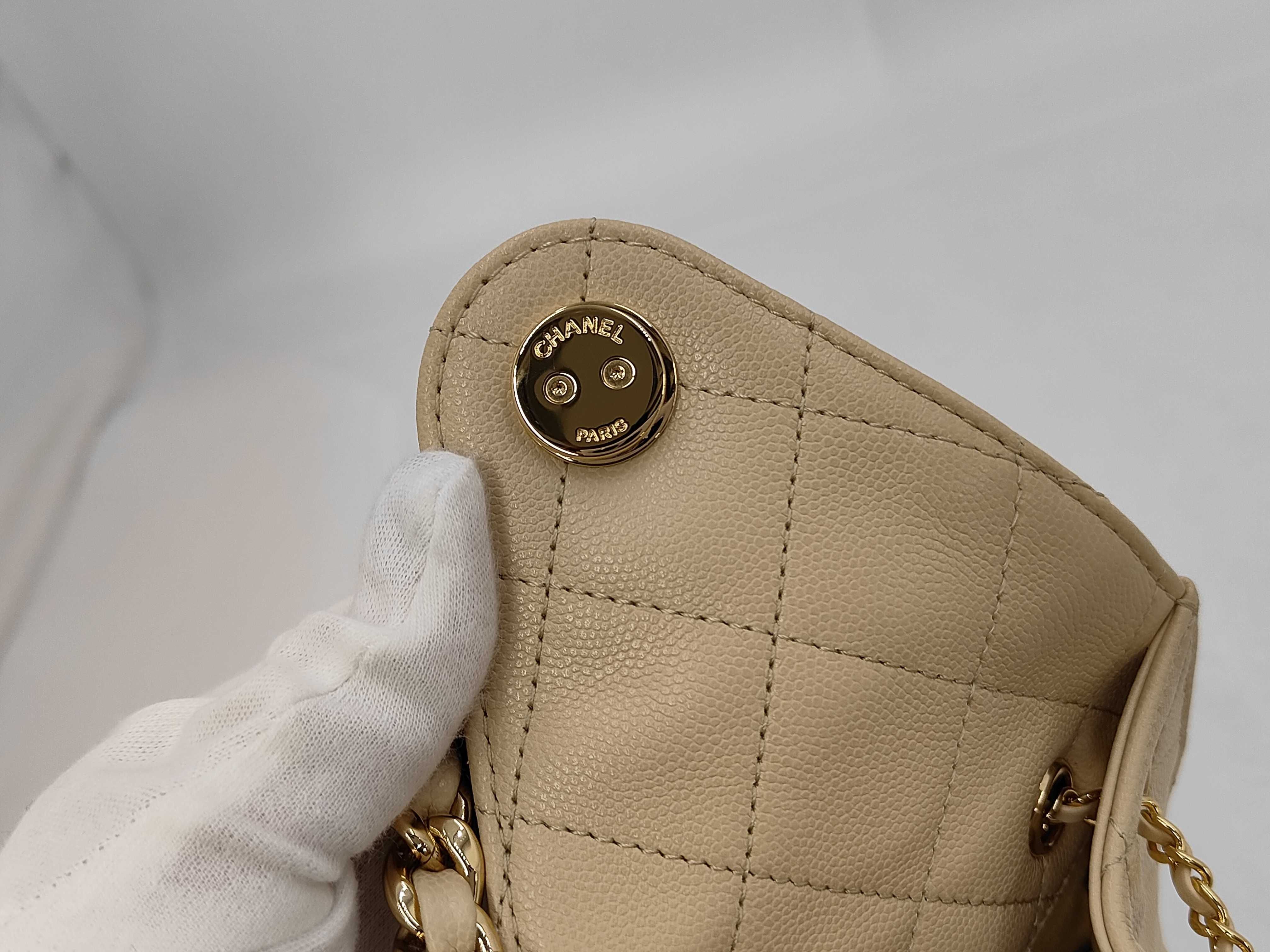 25 Small Caviar Skin Shoulder Bag with Random Plate Design. Accessories: Box, dust bag, purchase receipt. — view 11