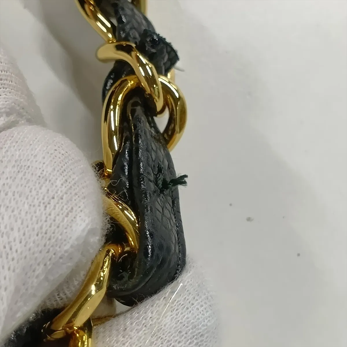 GST Caviar Skin Chain Tote Bag, Black with Gold Hardware, 19127152, Serial Number 19 — view 13