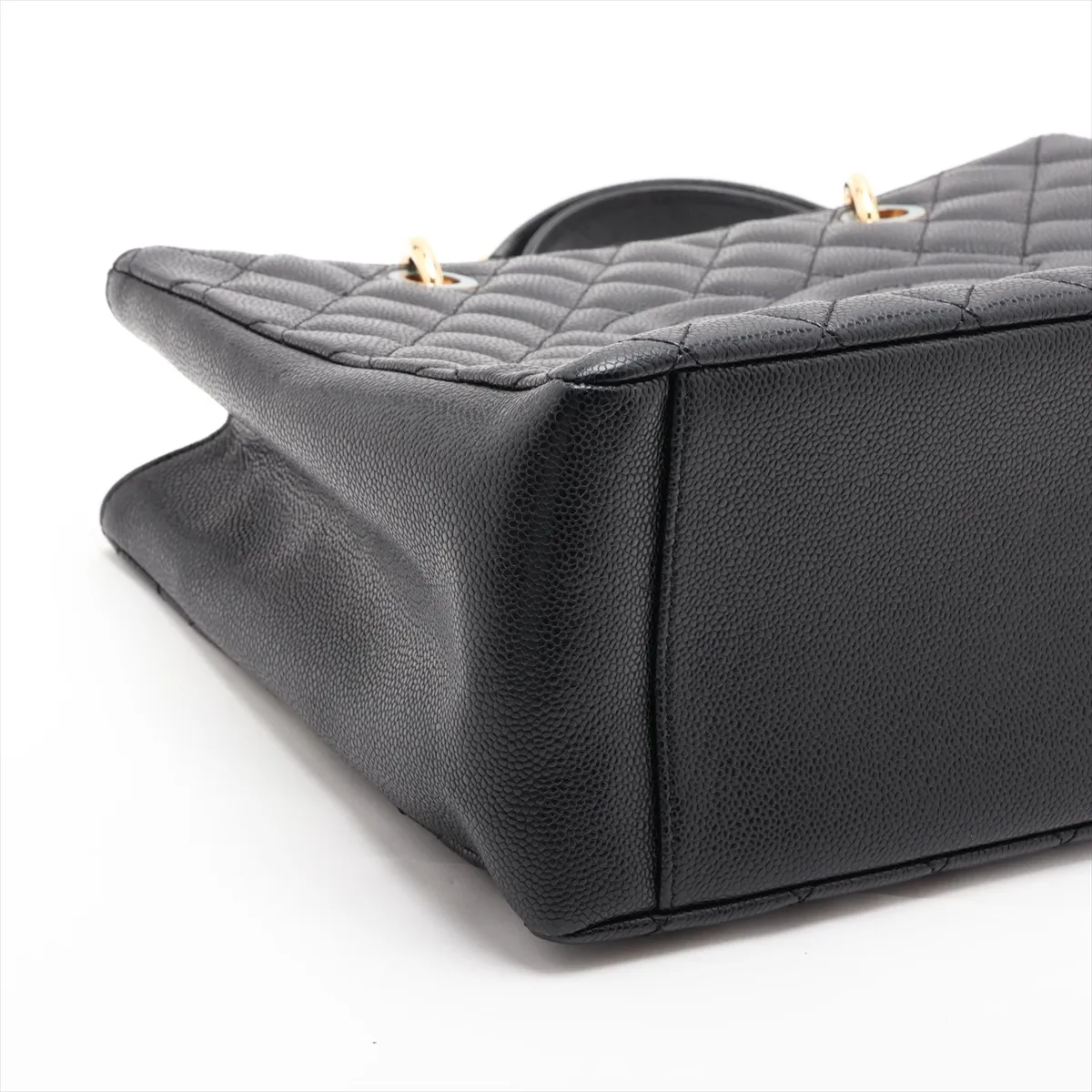 GST Caviar Skin Chain Tote Bag, Black with Gold Hardware, 19127152, Serial Number 19 — view 4