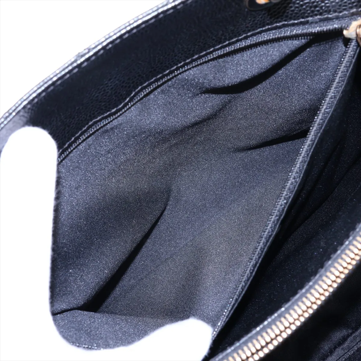 GST Caviar Skin Chain Tote Bag, Black with Gold Hardware, 19127152, Serial Number 19 — view 10