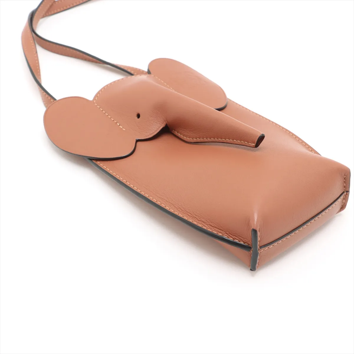Elephant Pocket Leather Shoulder Bag Brown — view 4