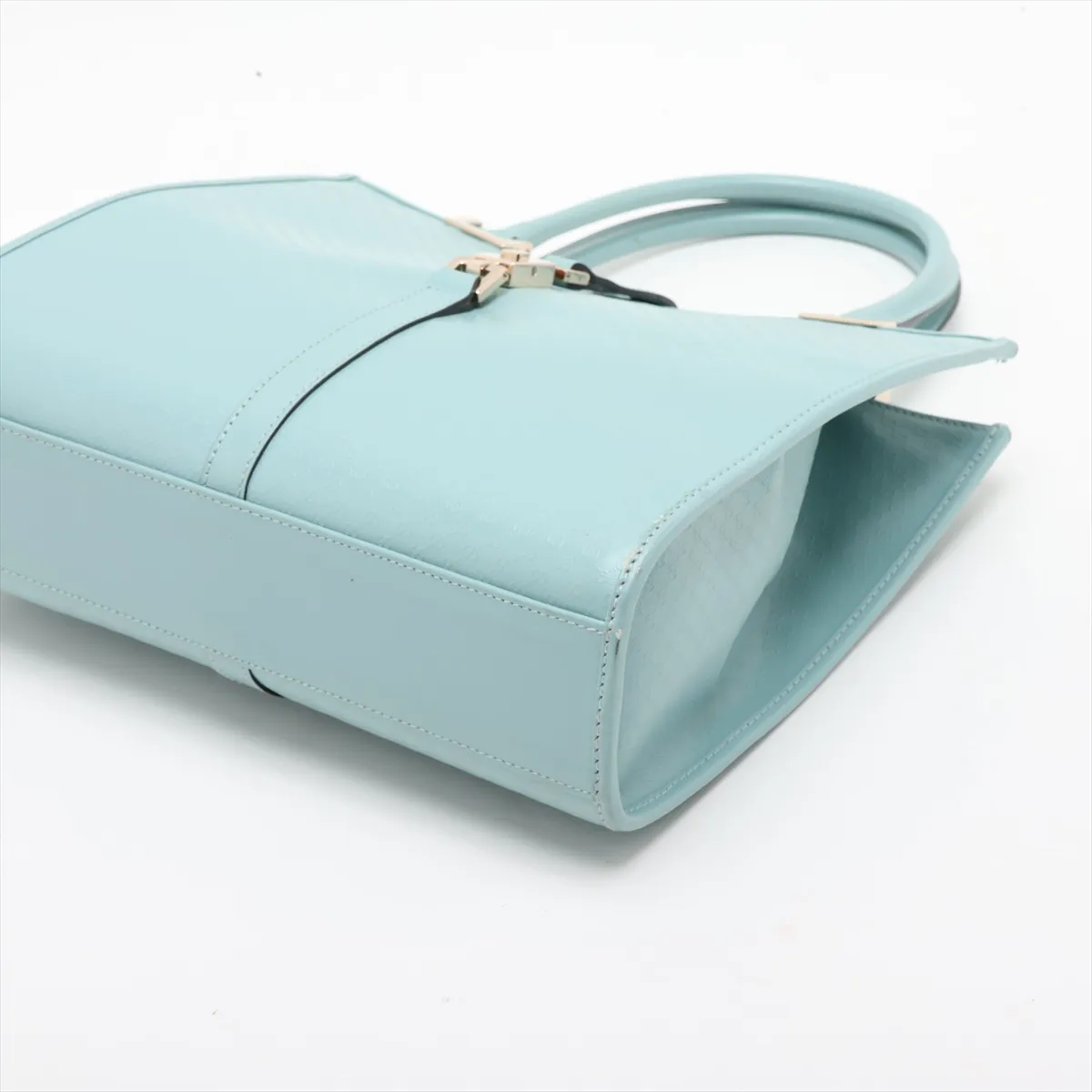 Microguccissima Jackie Leather Handbag, Blue — view 3