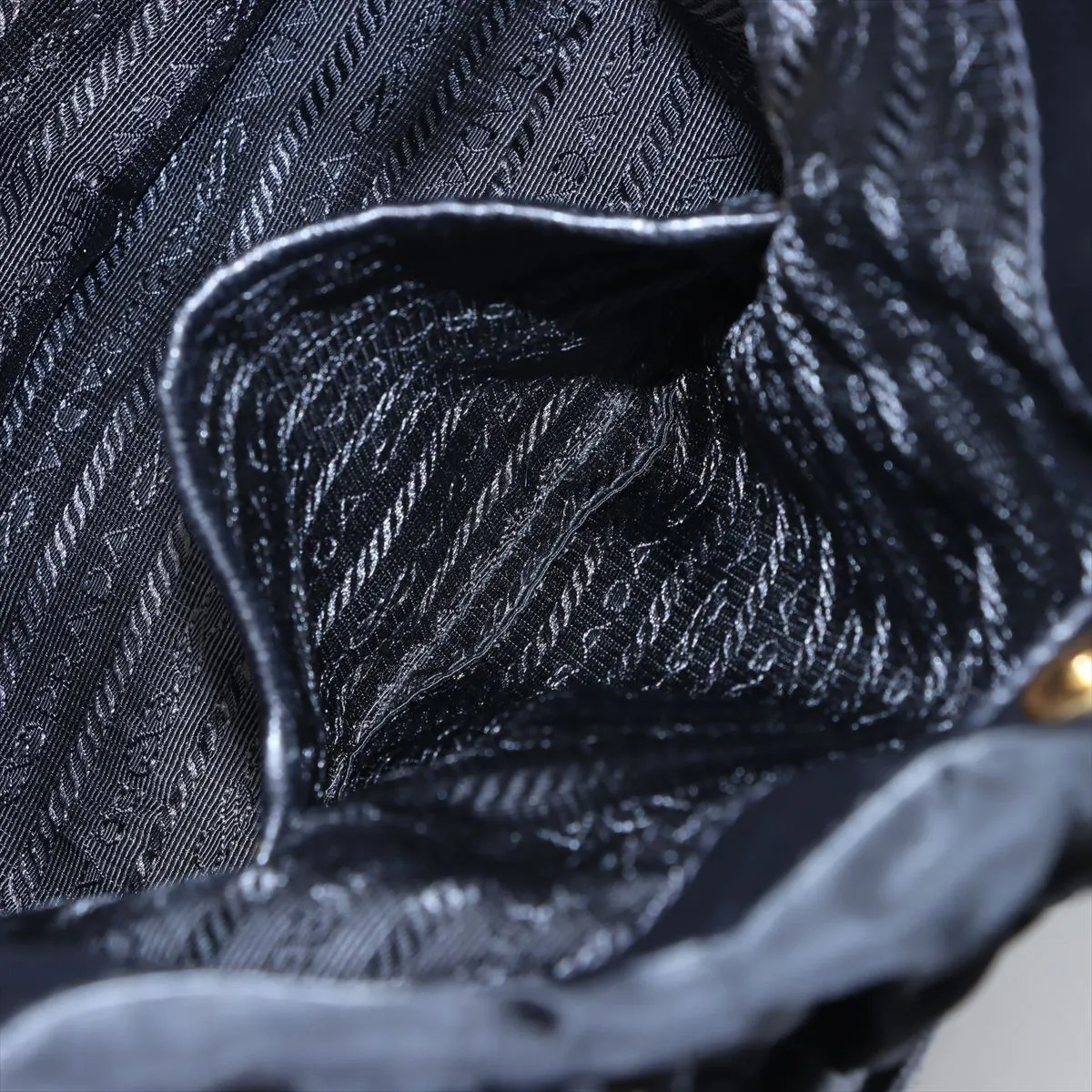 gathered nylon x leather handbag black — view 8