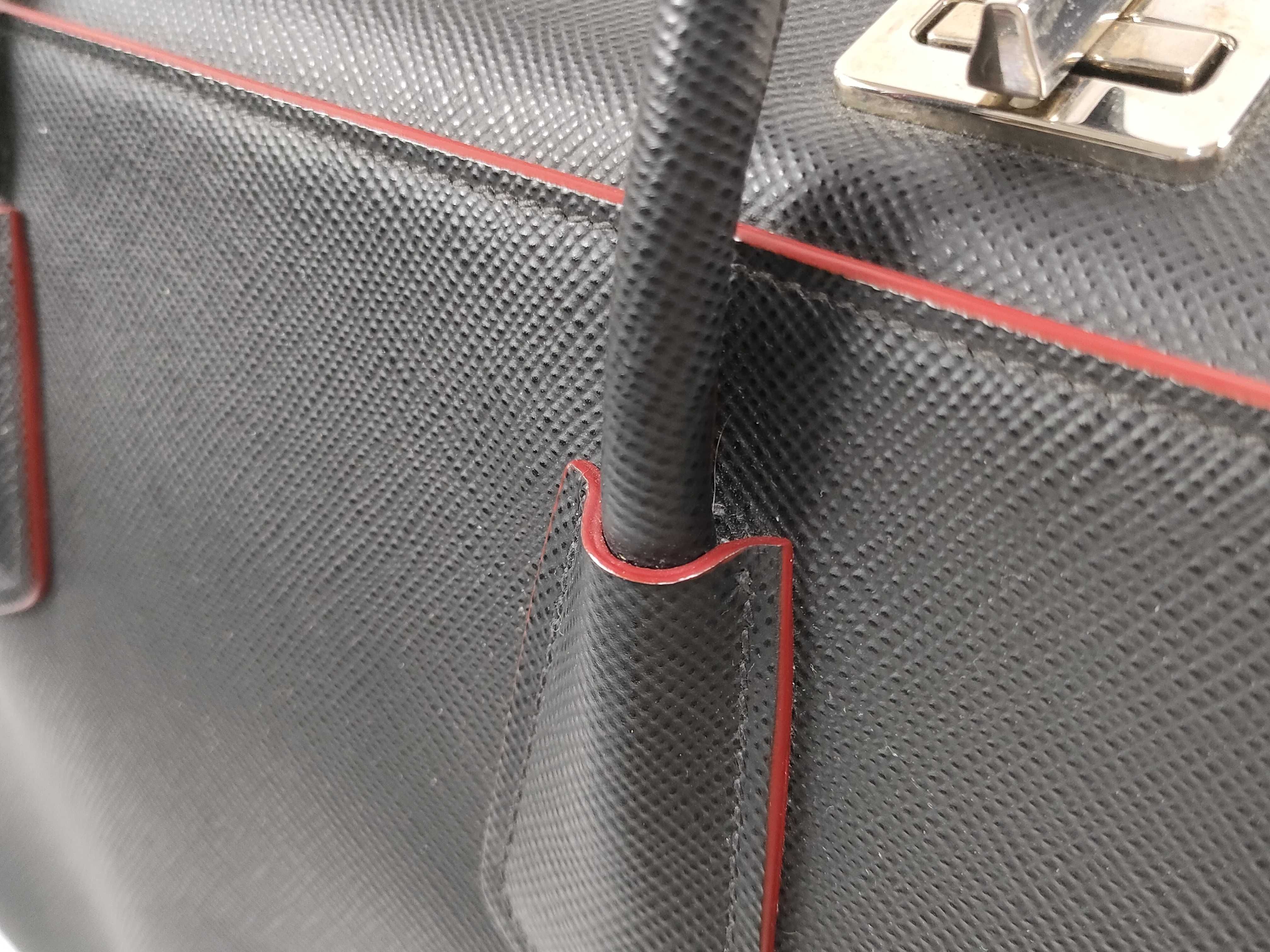 SG- Saffiano Cuir Leather x Leather 2-Way Handbag Black 1BA823 Handbag — view 4