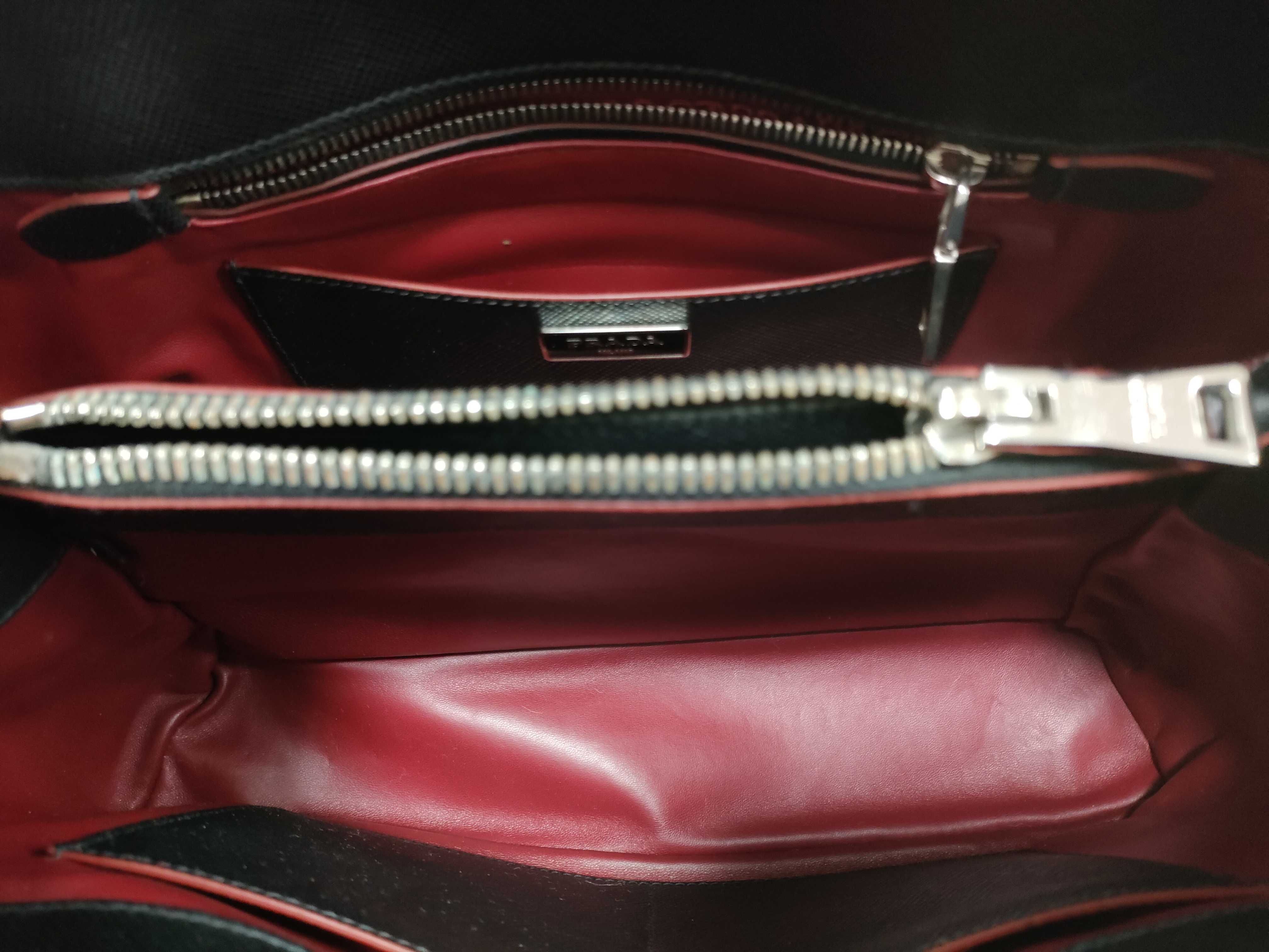 SG- Saffiano Cuir Leather x Leather 2-Way Handbag Black 1BA823 Handbag — view 10