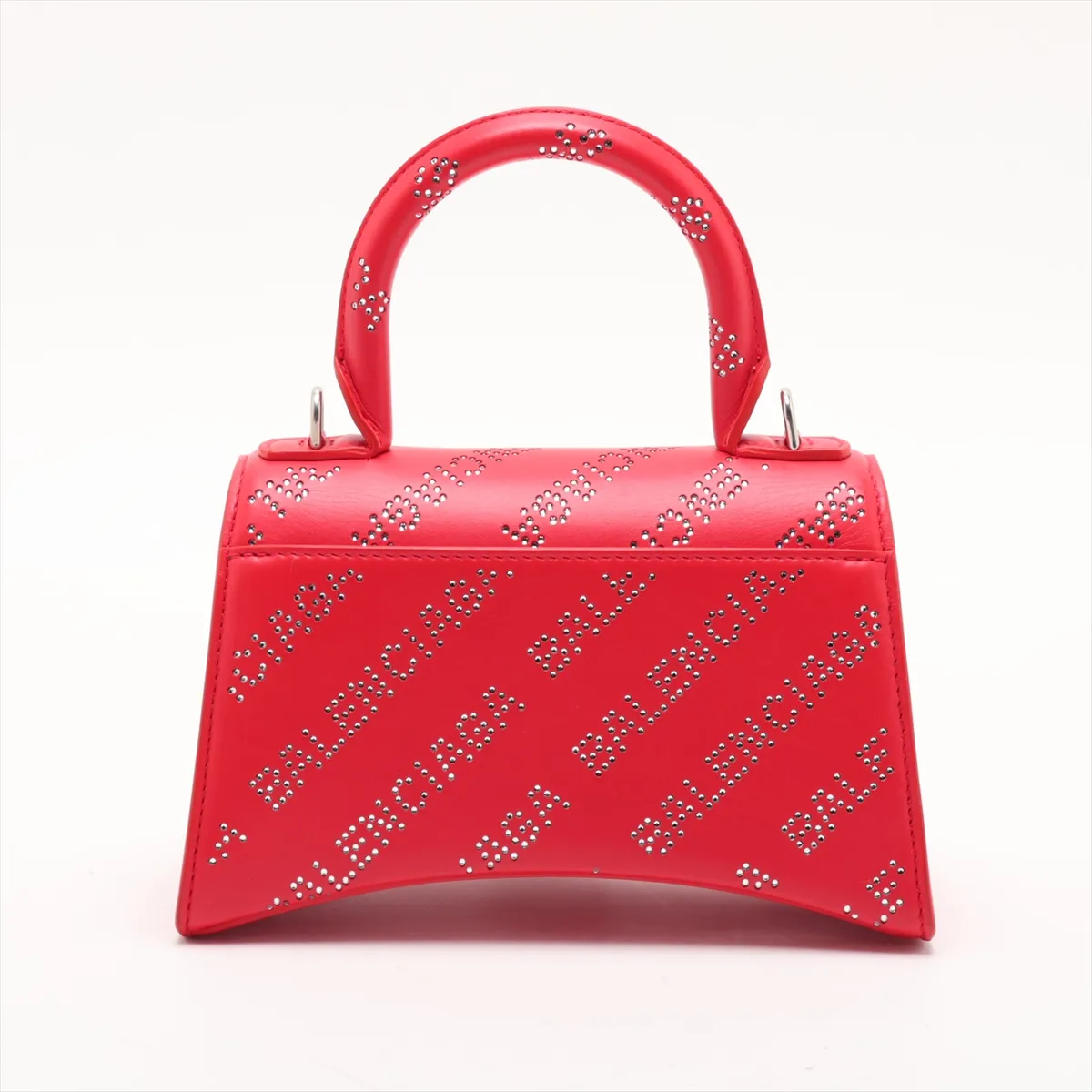 Hourglass XS 719115 Leather x Rhinestone 2-Way Handbag Red — view 2