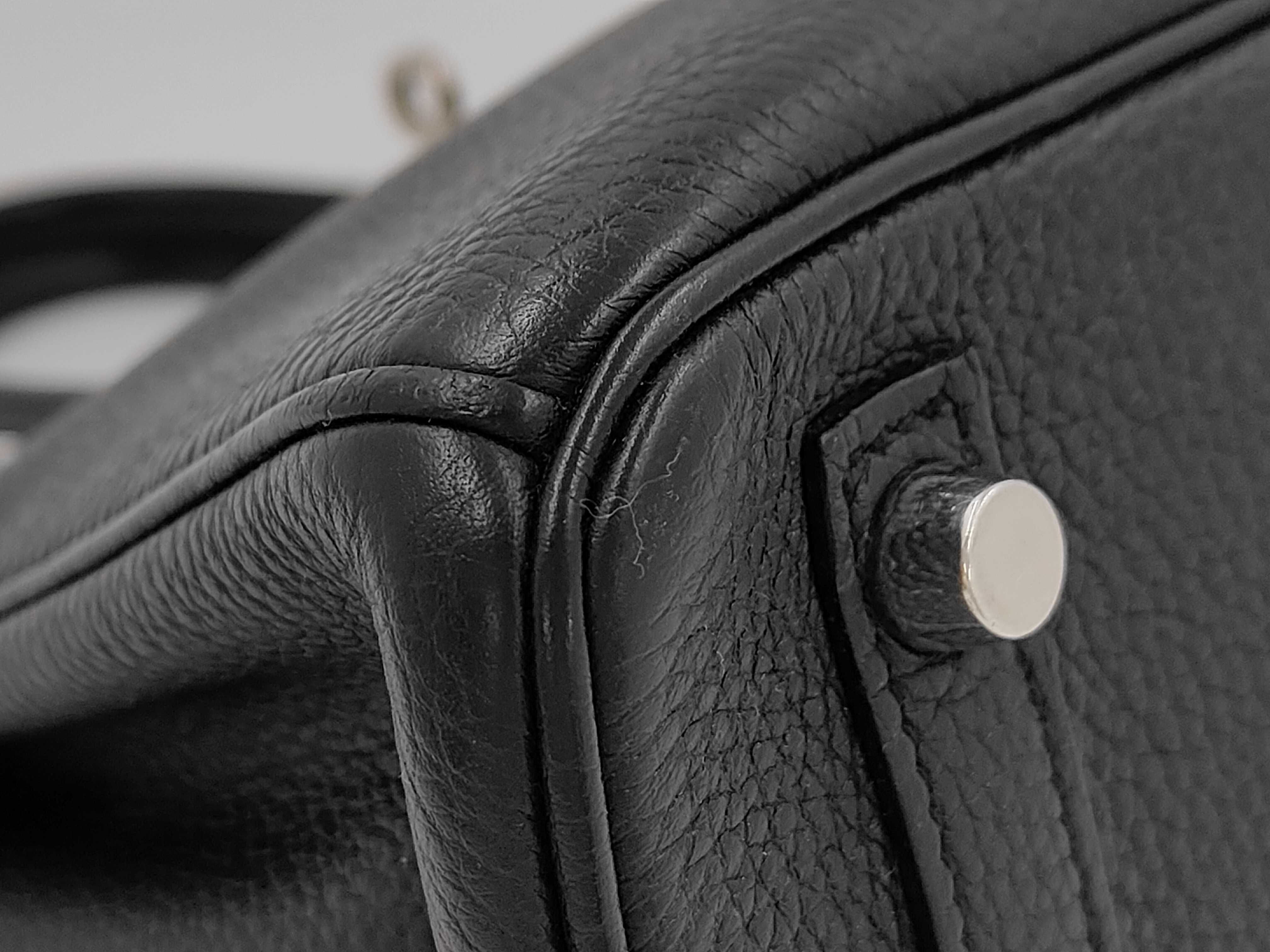 Birkin 25 Togo Leather, Black with Silver Hardware, R Stamp, Handbag — view 4