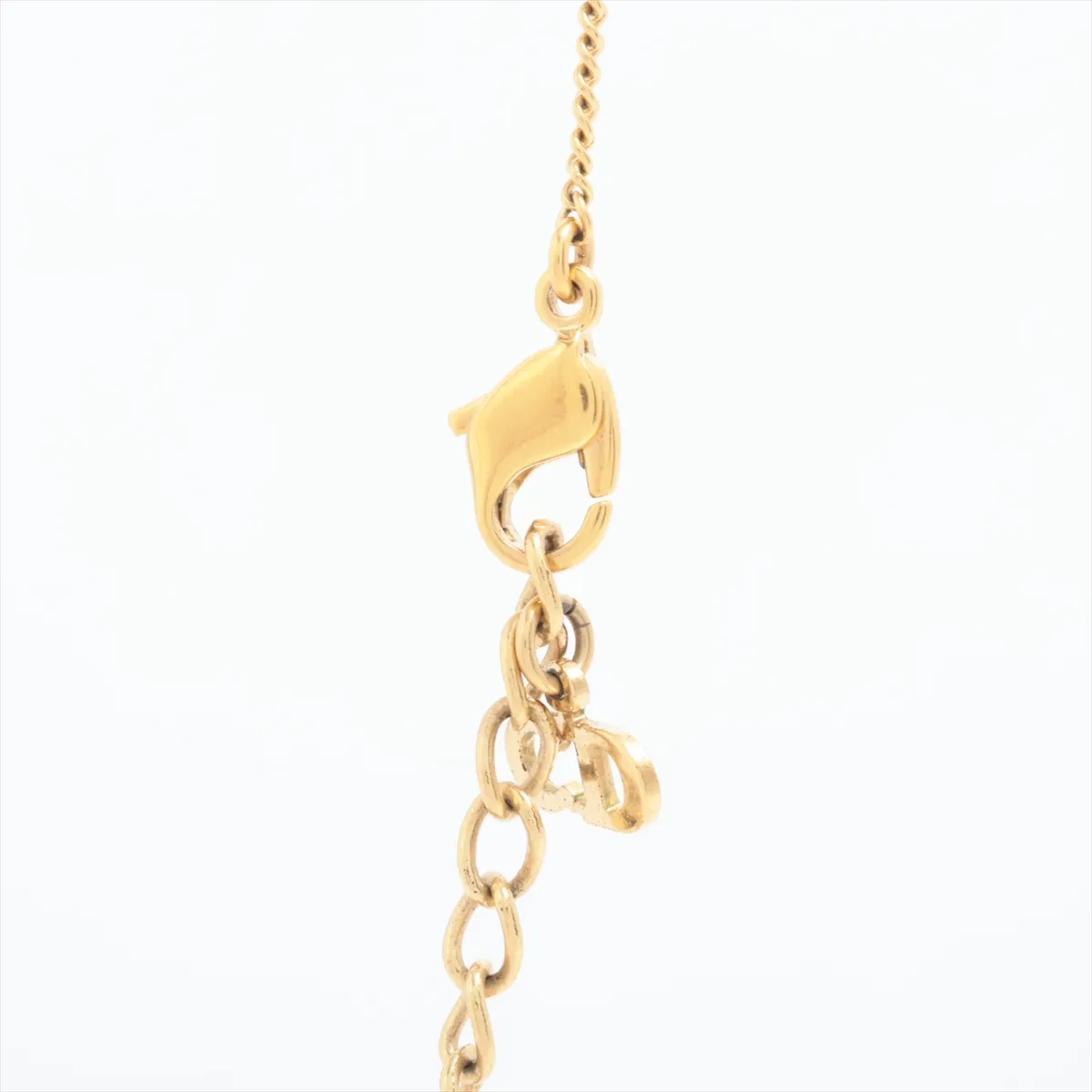 CD logo necklace, gold plated with rhinestones. Shows signs of wear, — view 3