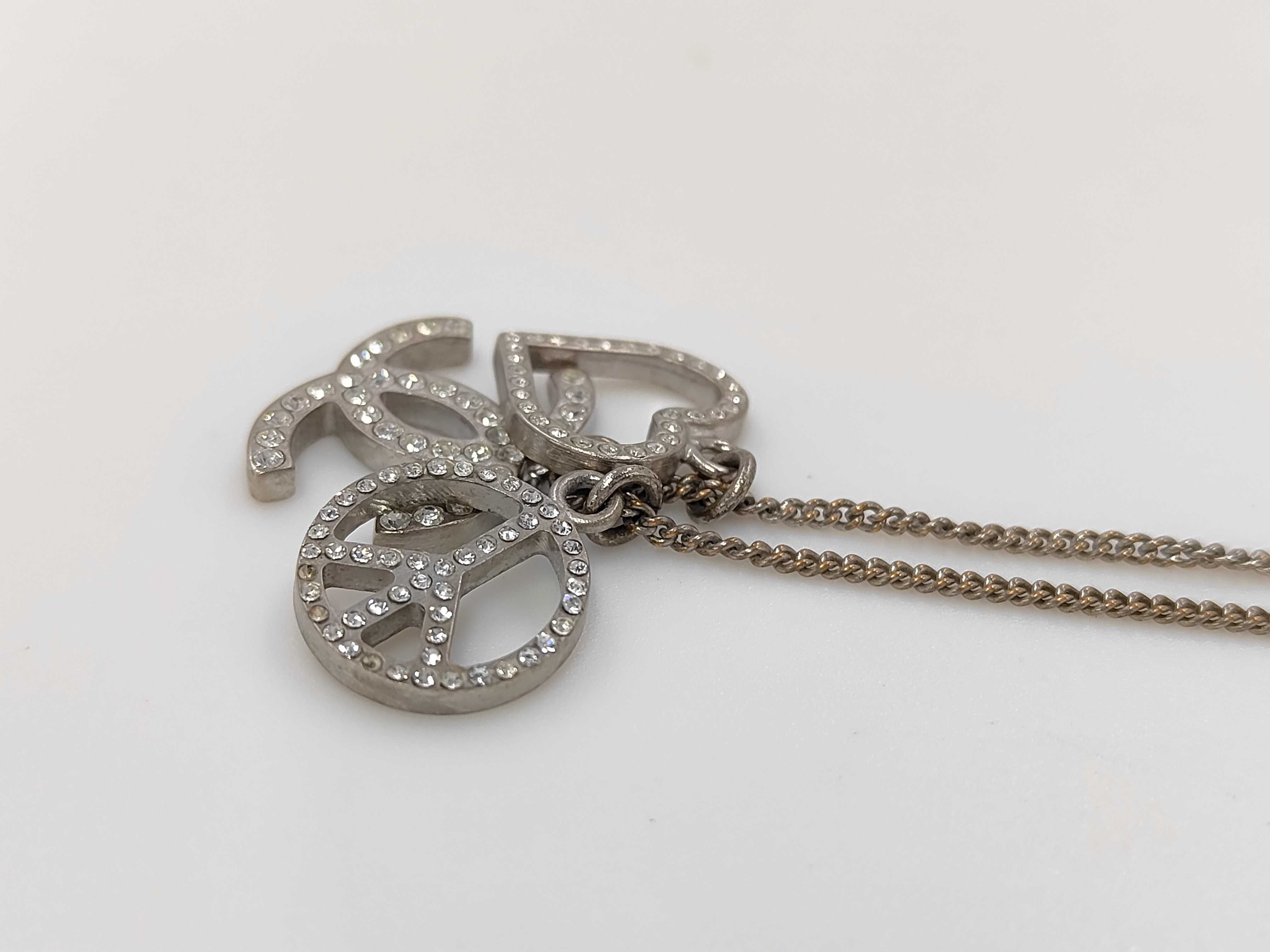 Necklace 08P Silver Coco Mark Heart Rhinestone Necklace — view 2