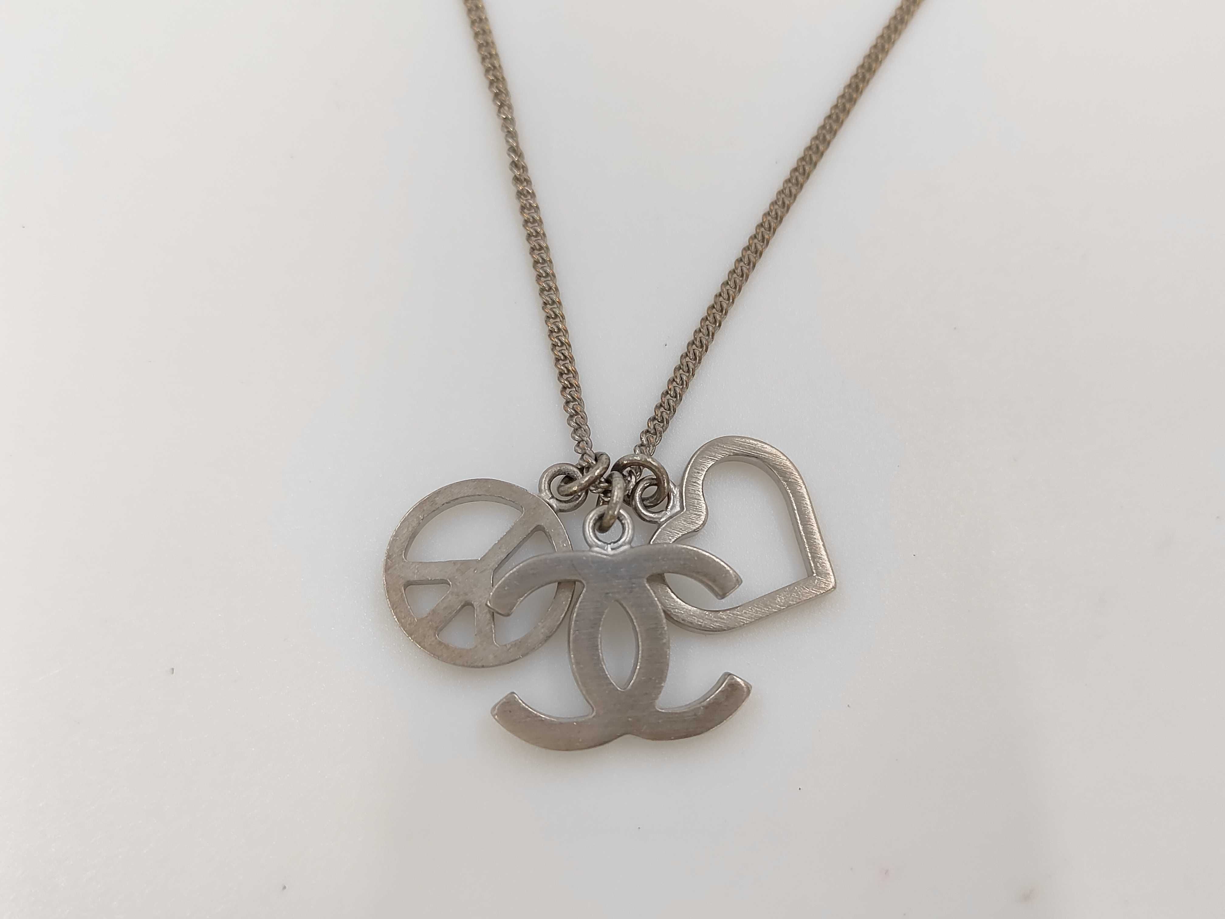 Necklace 08P Silver Coco Mark Heart Rhinestone Necklace — view 3