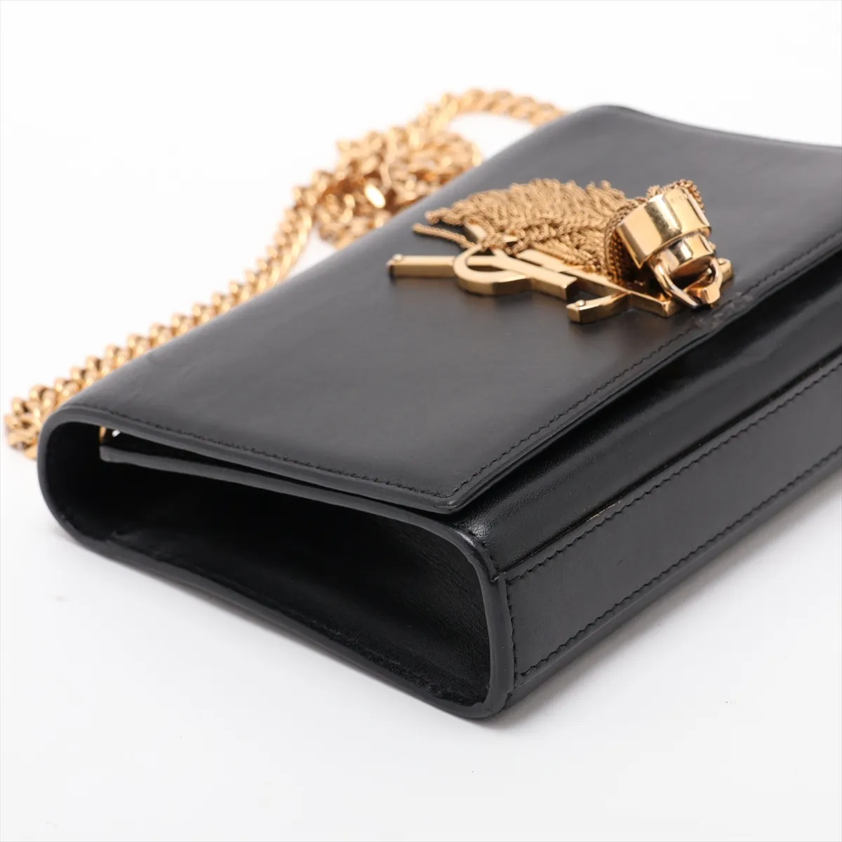 Kate Leather Chain Shoulder Bag, Black, 354120 — view 4