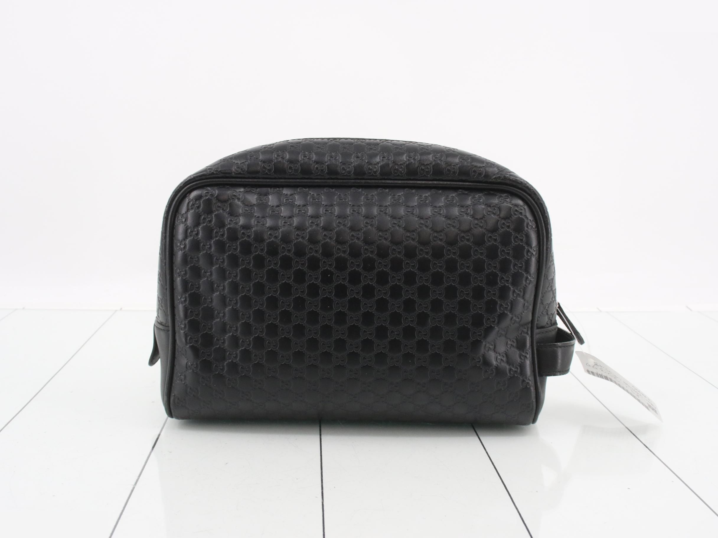 Micro GG Clutch Pouch, Leather, Black — view 2