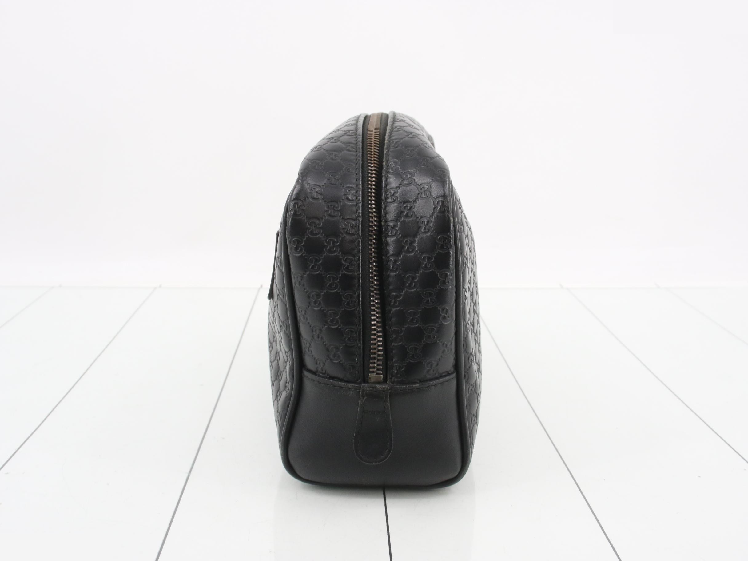 Micro GG Clutch Pouch, Leather, Black — view 3